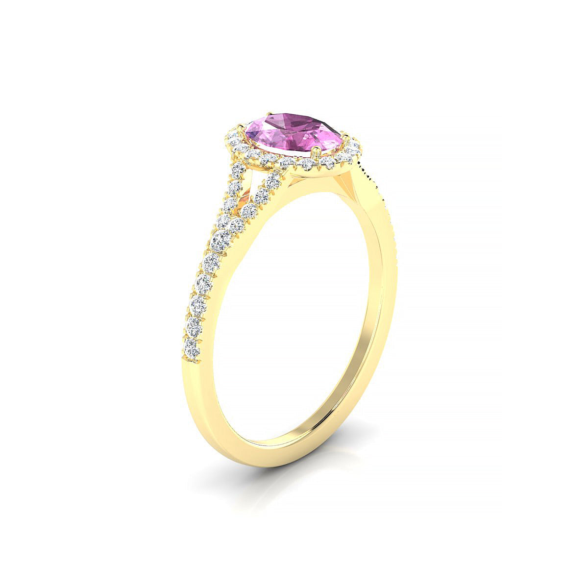 Dream | 18k Yellow Gold 7 x 5 mm Oval Pink Sapphire Ring