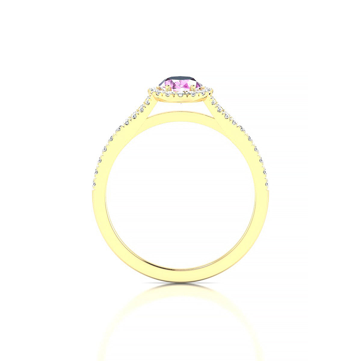 Dream | 18k Yellow Gold 7 x 5 mm Oval Pink Sapphire Ring