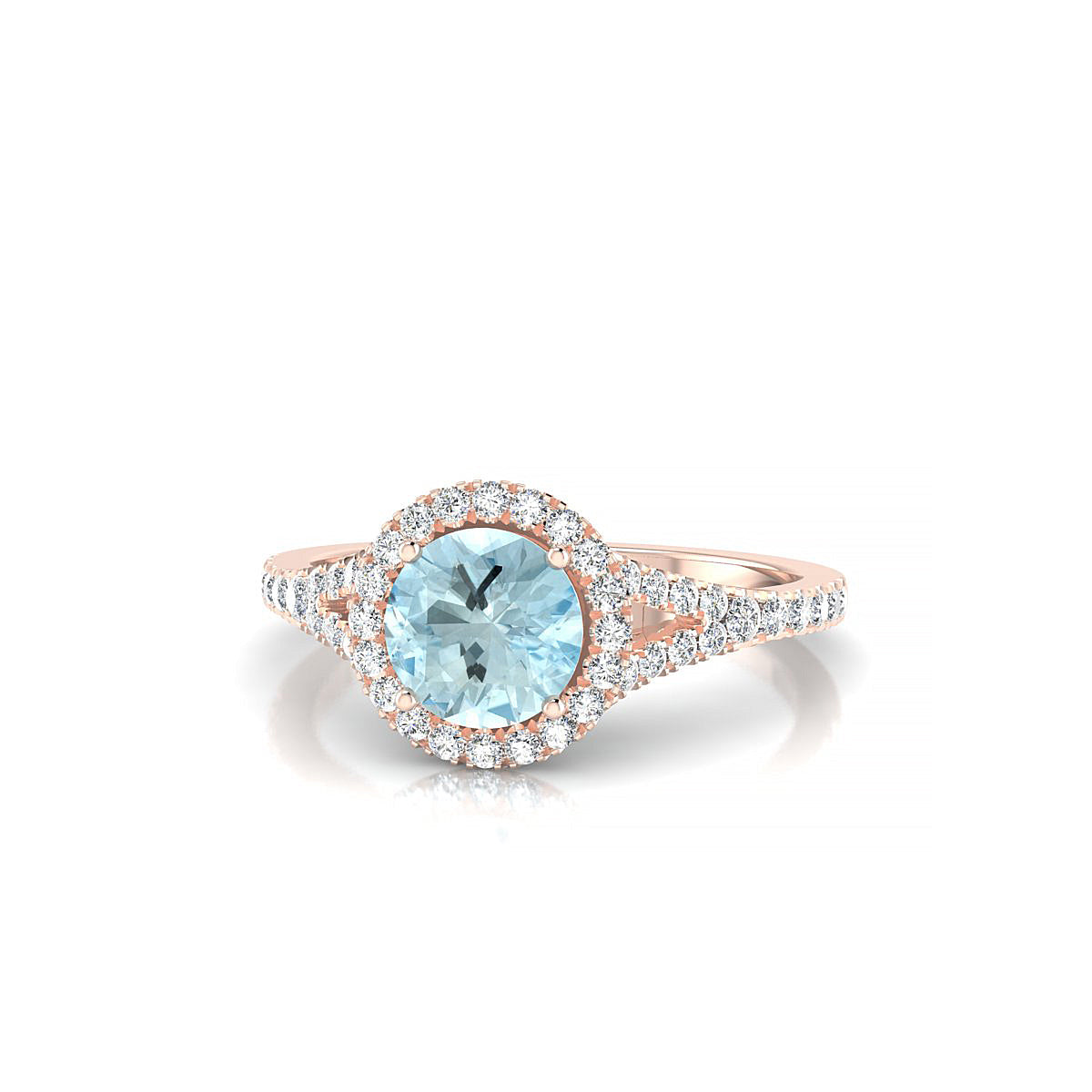 Dream | 18k Rose Gold 6 mm Round Aquamarine Ring