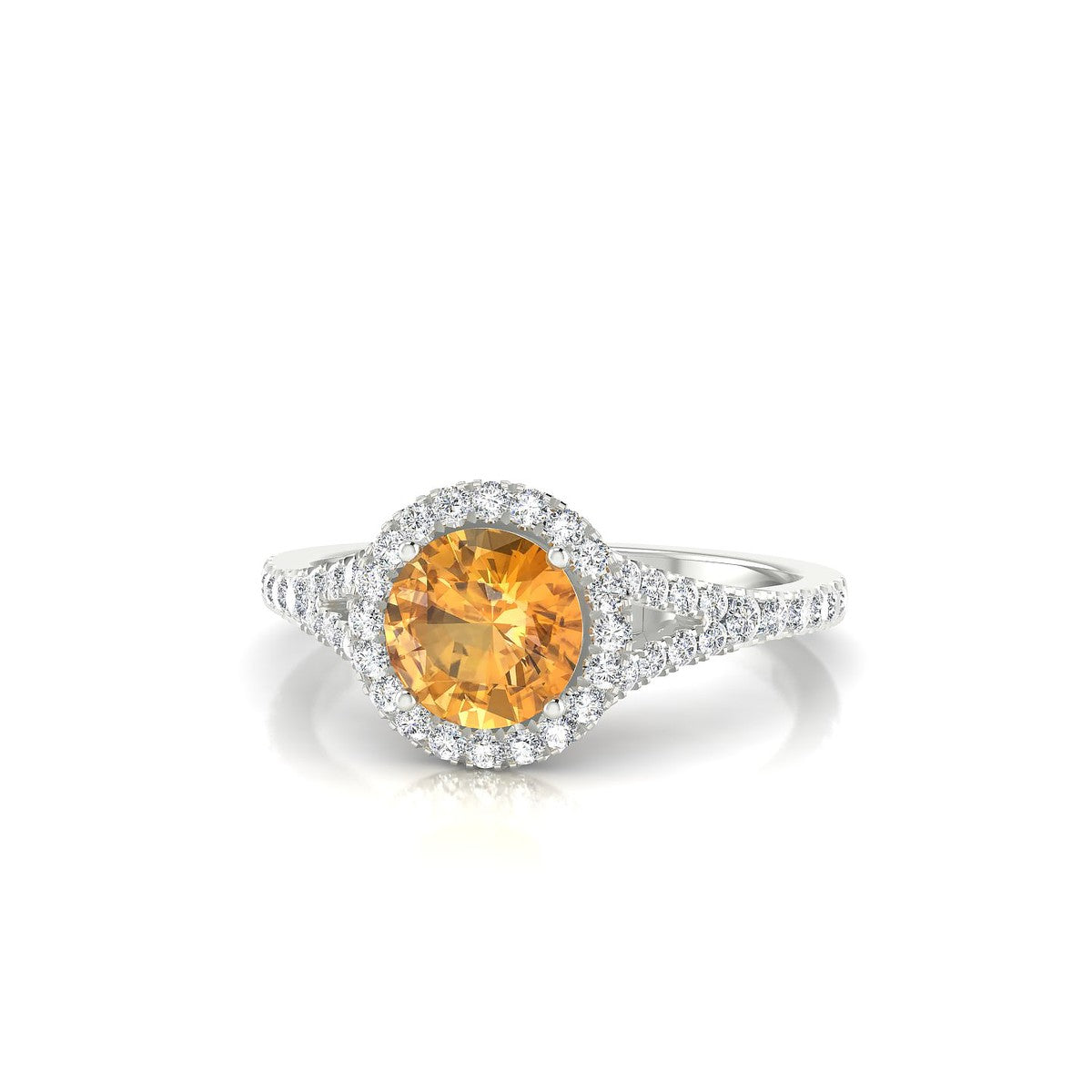 Dream | 18k White Gold 6 mm Round Citrine Ring