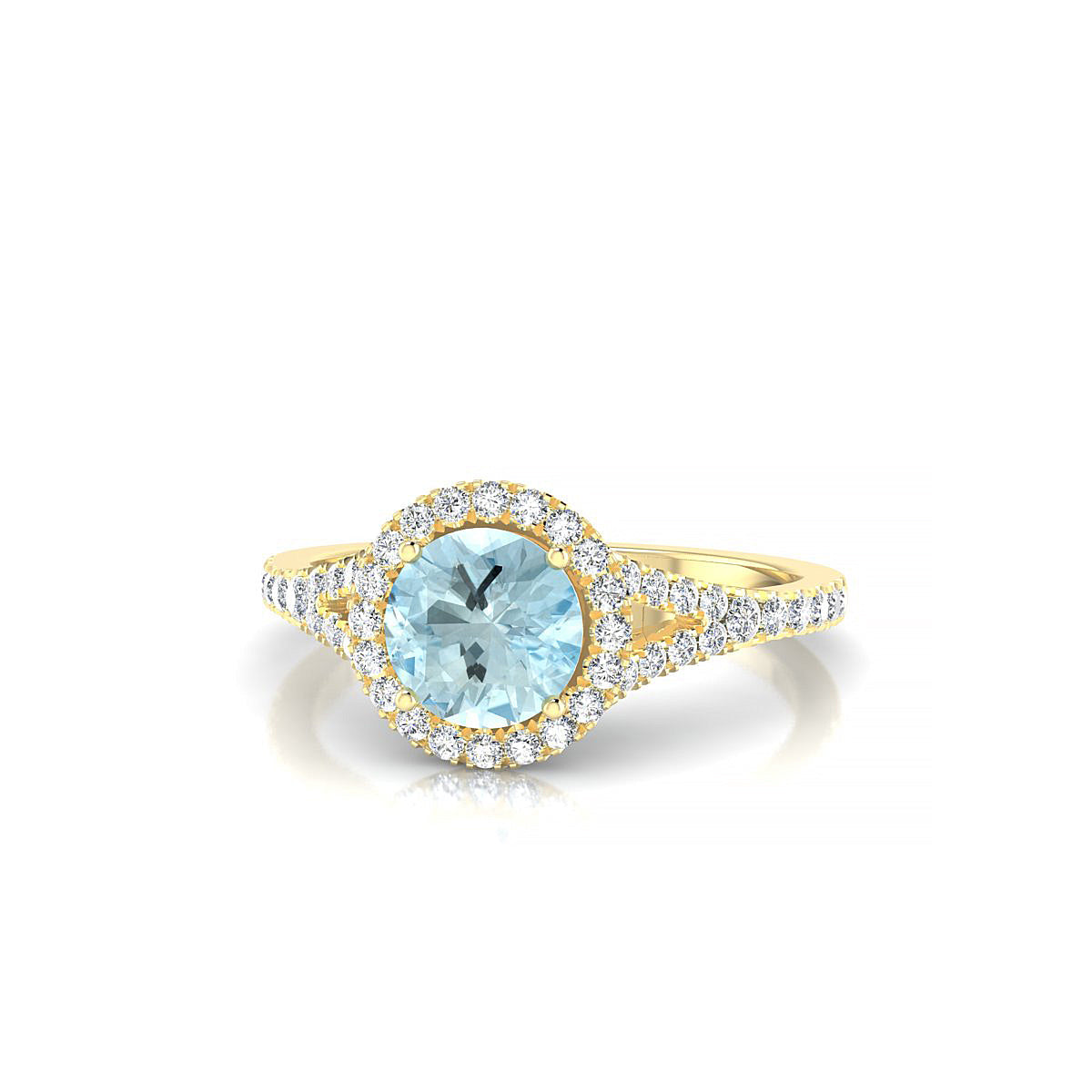 Dream | 18k Yellow Gold 6 mm Round Aquamarine Ring