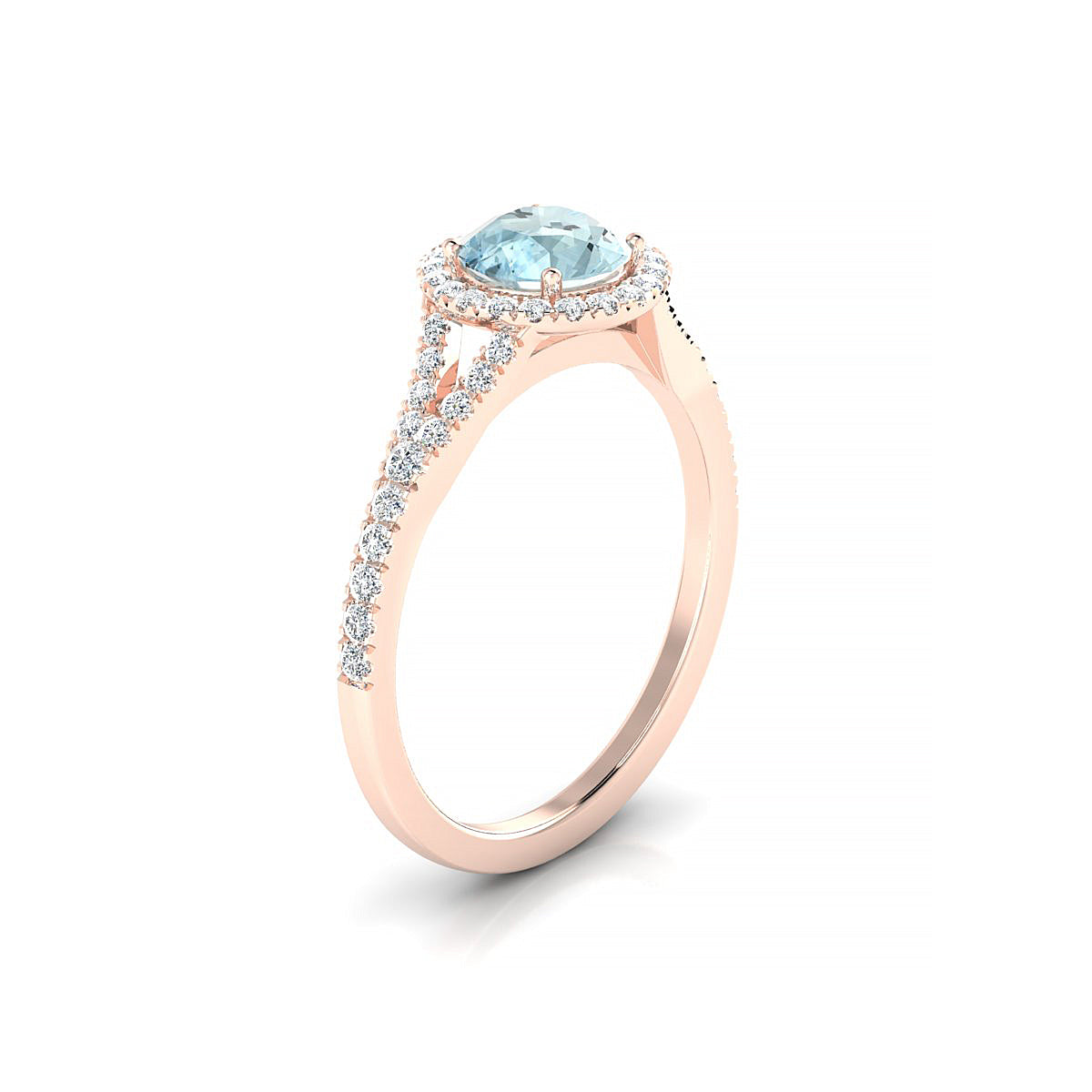 Dream | 18k Rose Gold 6 mm Round Aquamarine Ring