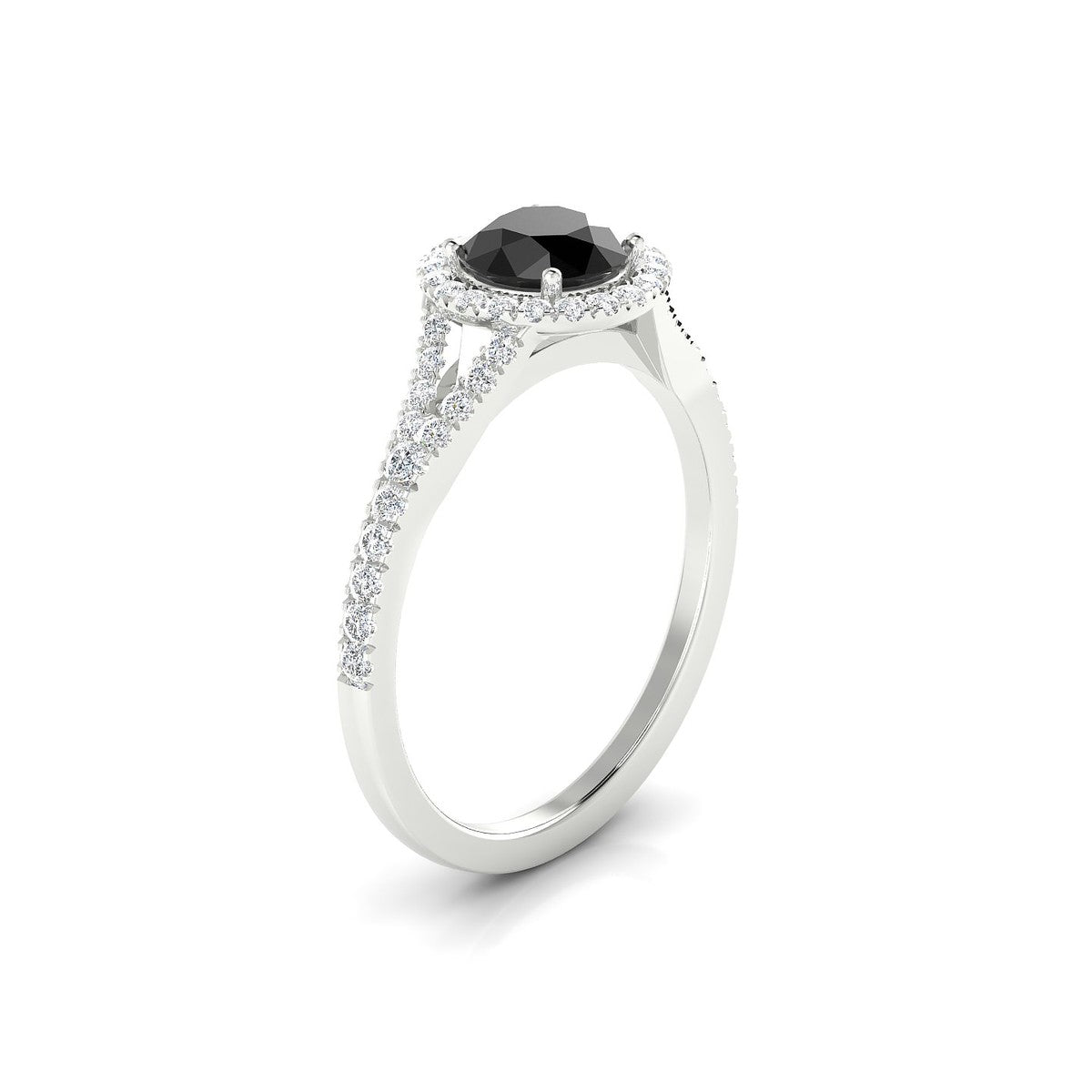 Dream | 18k White Gold 6 mm Round Black Diamond Ring