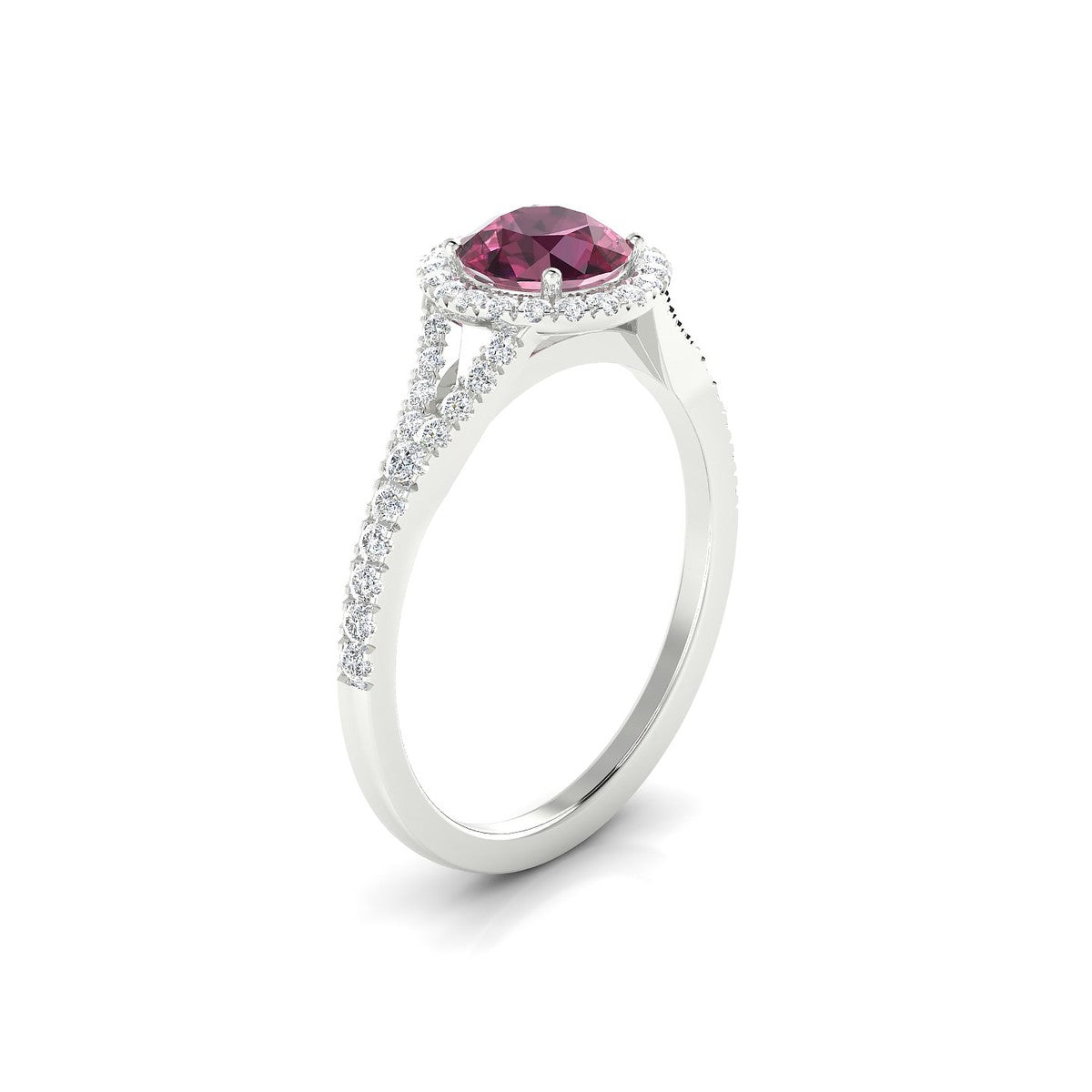 Dream | 18k White Gold 6 mm Round Rhodolite Ring