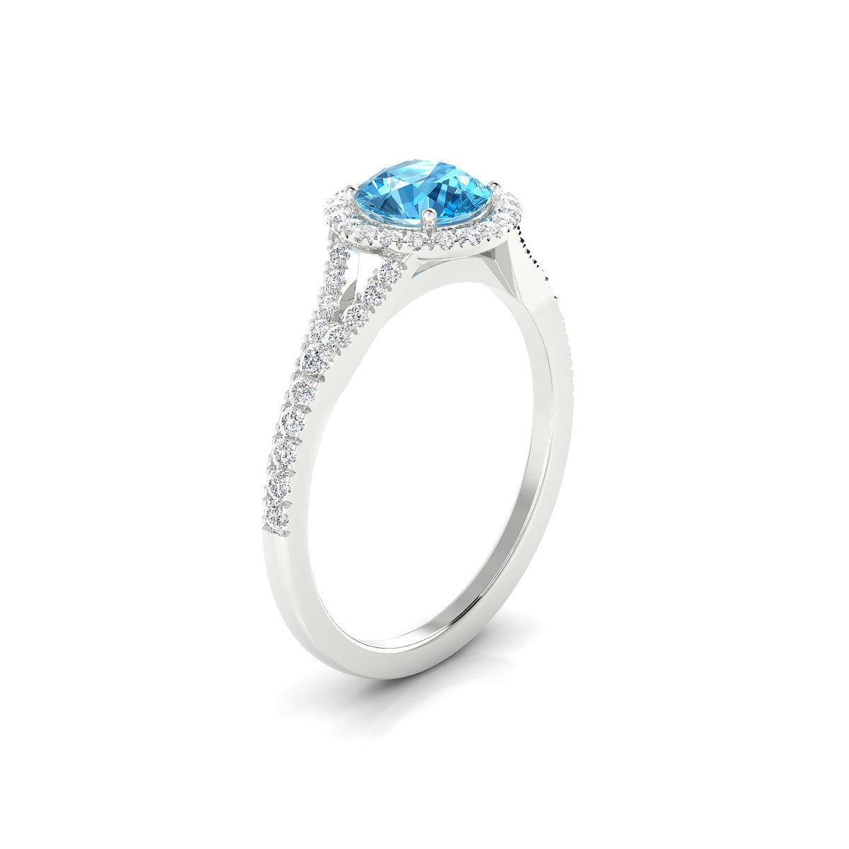Dream | 18k White Gold 6 mm Round Topaz Ring