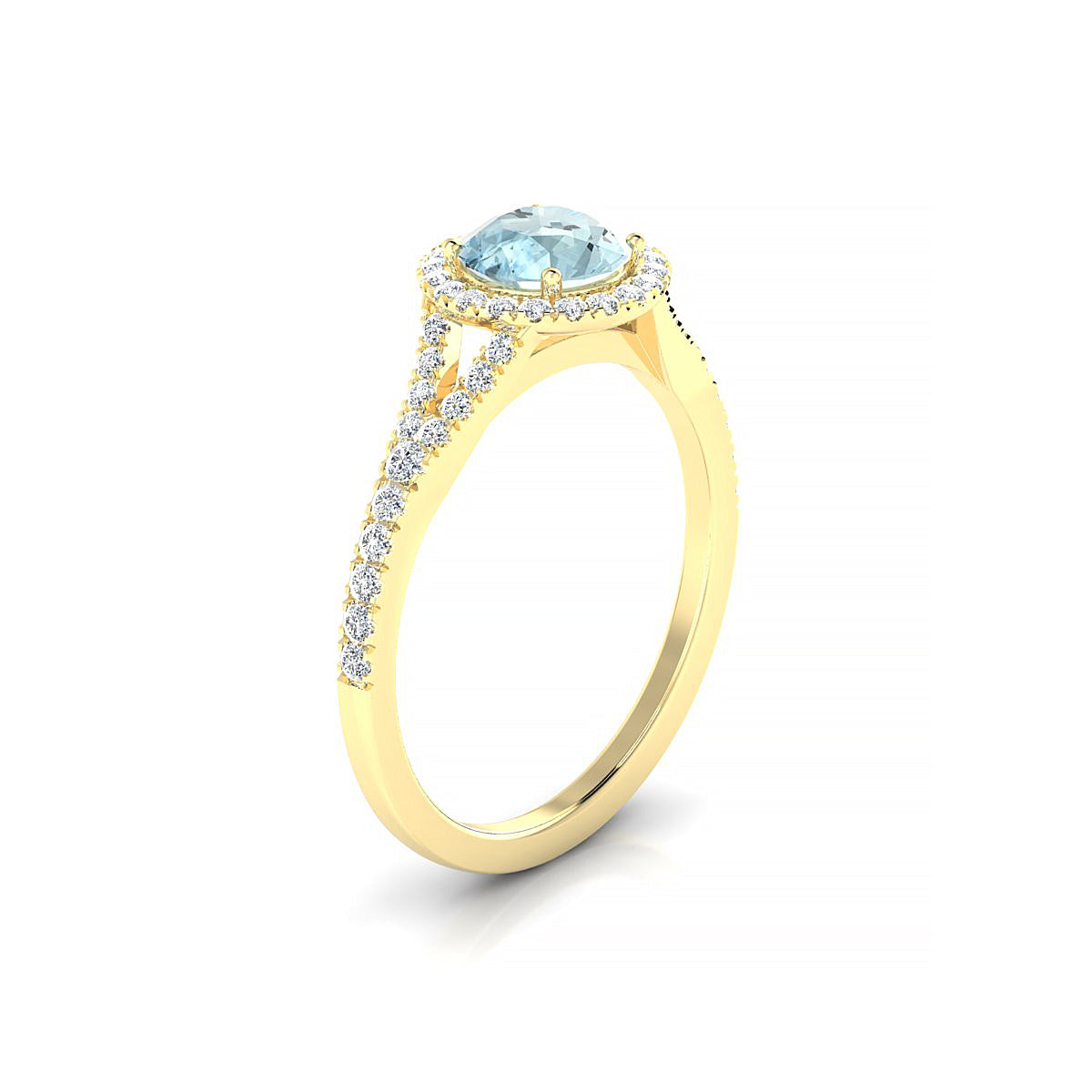 Dream | 18k Yellow Gold 6 mm Round Aquamarine Ring