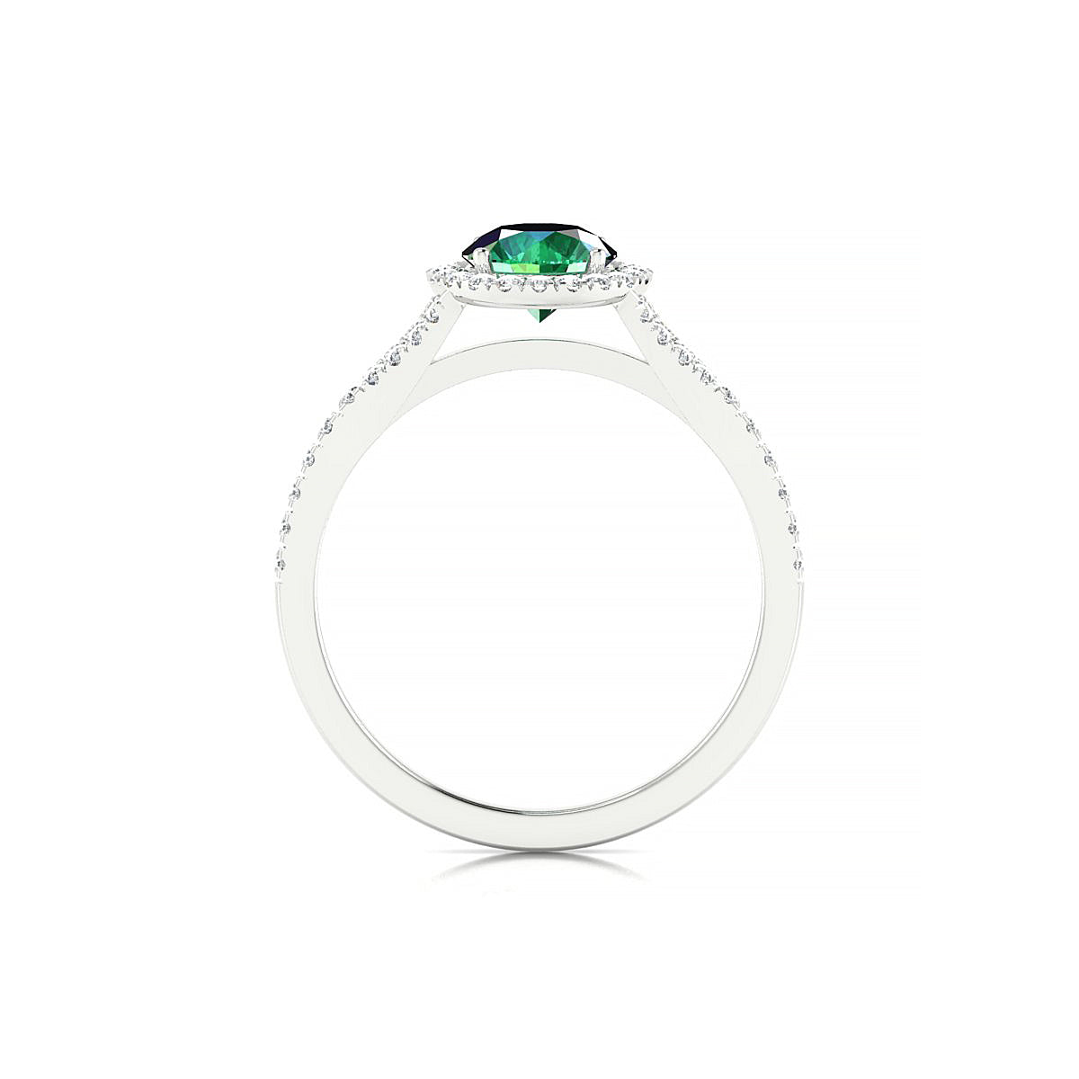 Dream | 18k White Gold 6 mm Round Emerald Ring