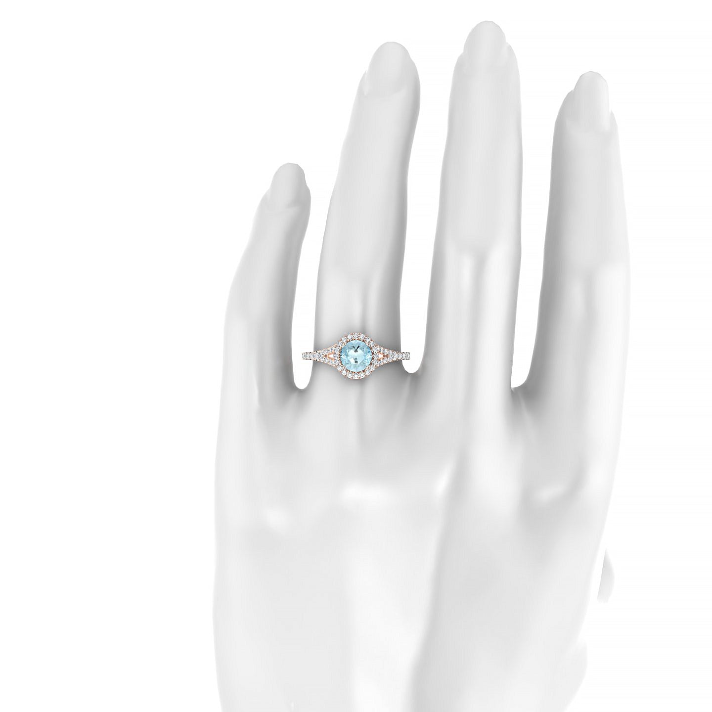 Dream | 18k Rose Gold 6 mm Round Aquamarine Ring