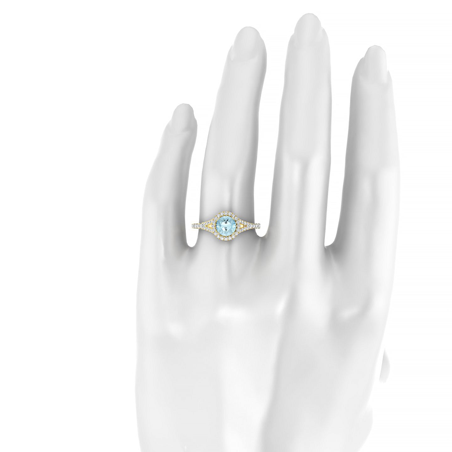 Dream | 18k Yellow Gold 6 mm Round Aquamarine Ring