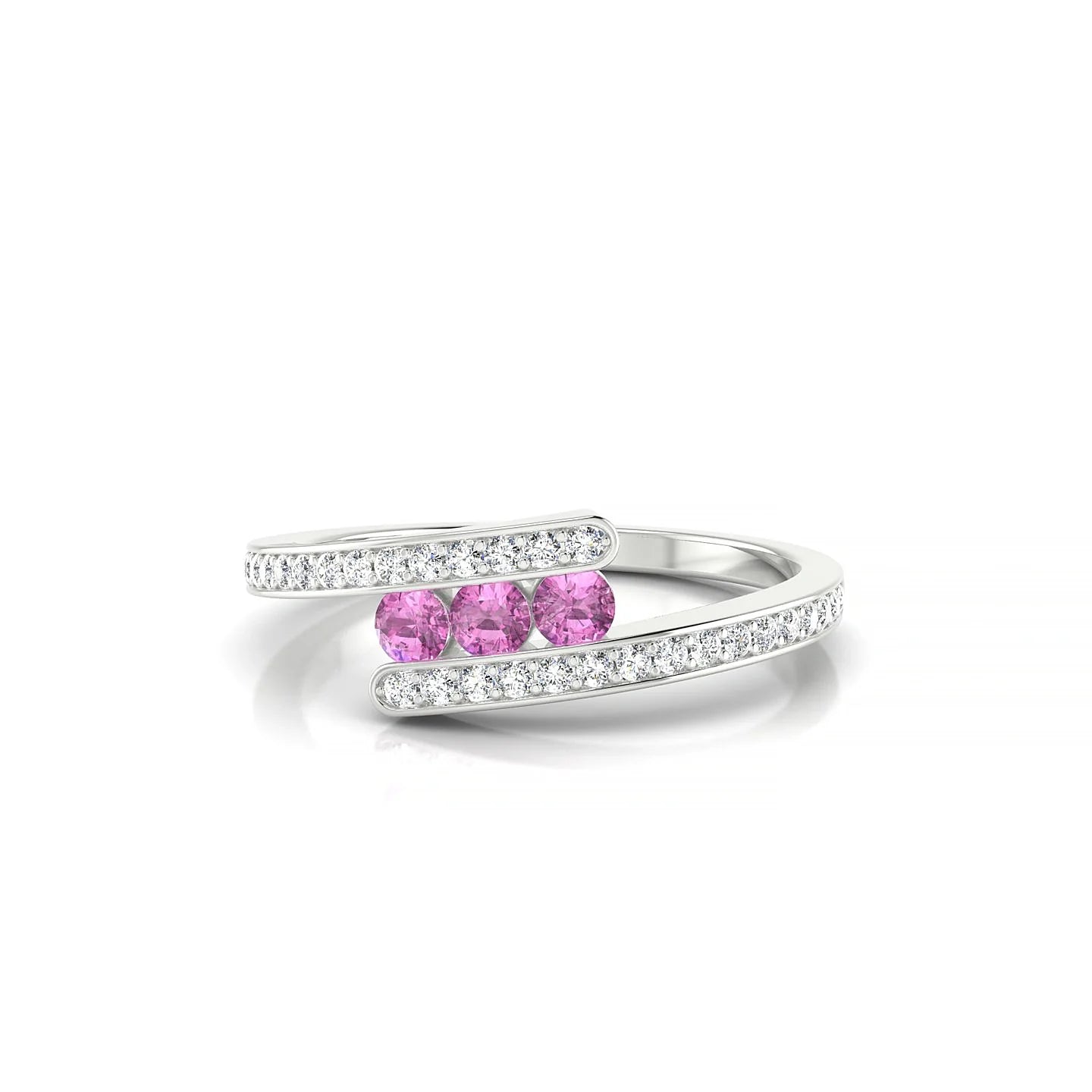 Drift | 18k White Gold 2.5 mm Round Pink Sapphire Ring