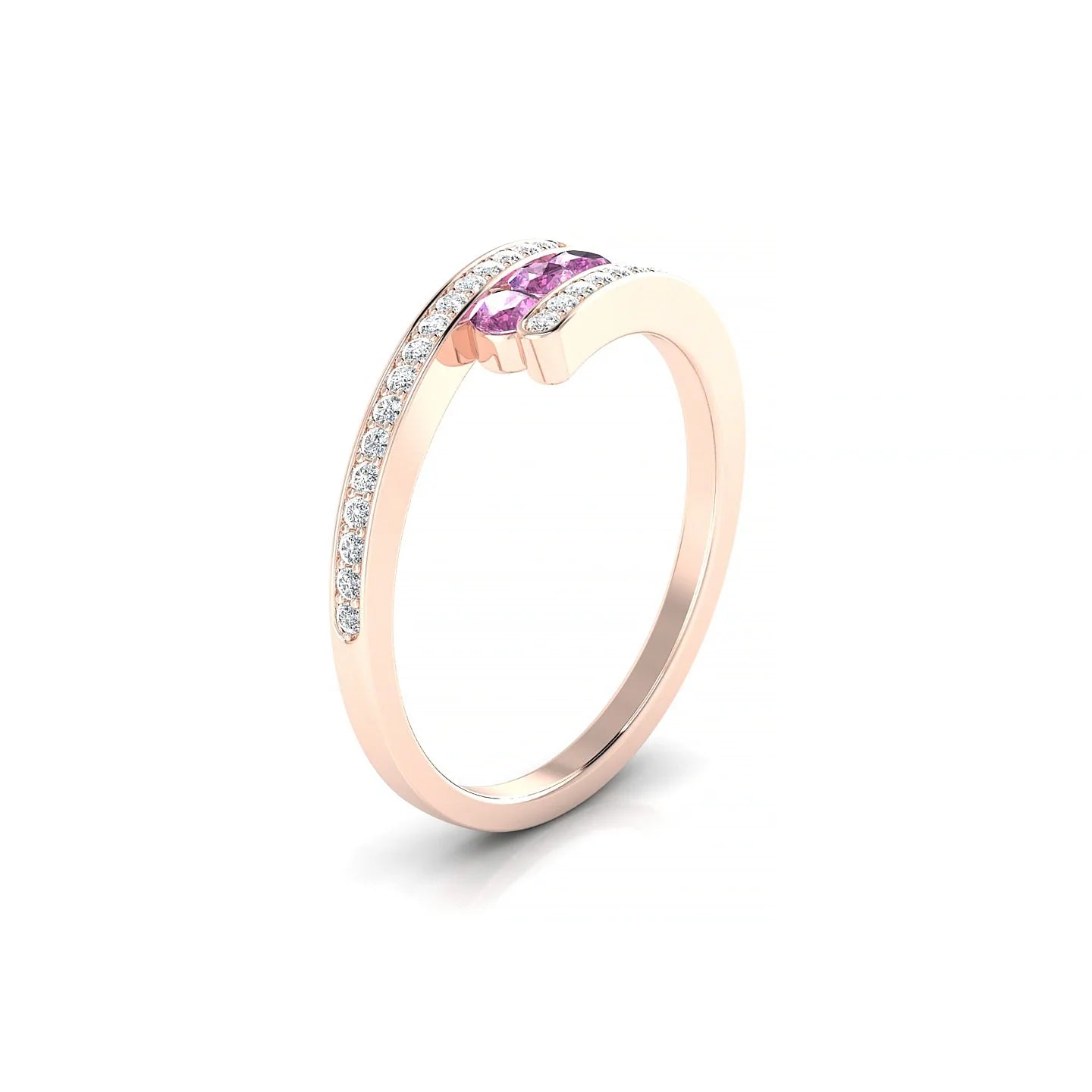 Drift | 18k Rose Gold 2.5 mm Round Pink Sapphire Ring