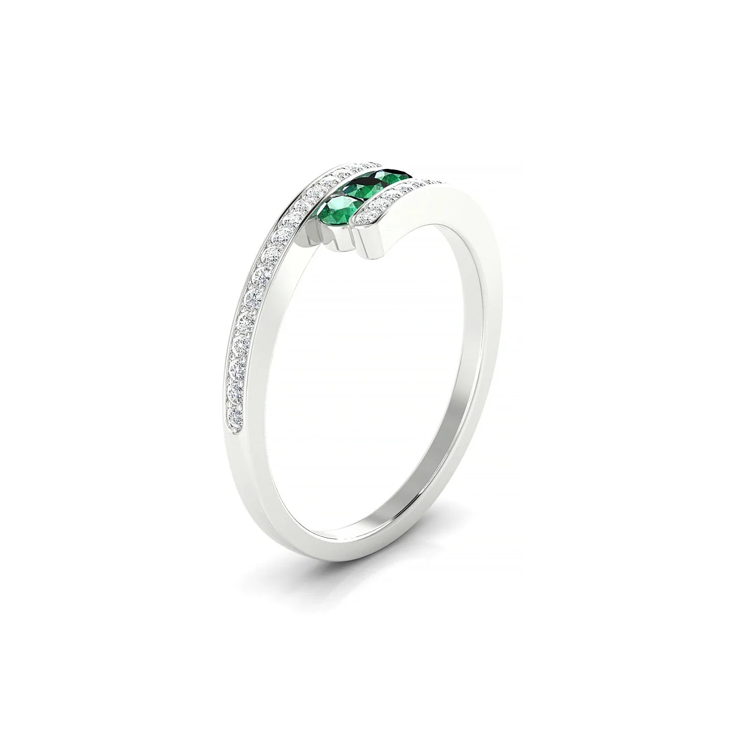 Drift | 18k White Gold 2.5 mm Round Emerald Ring
