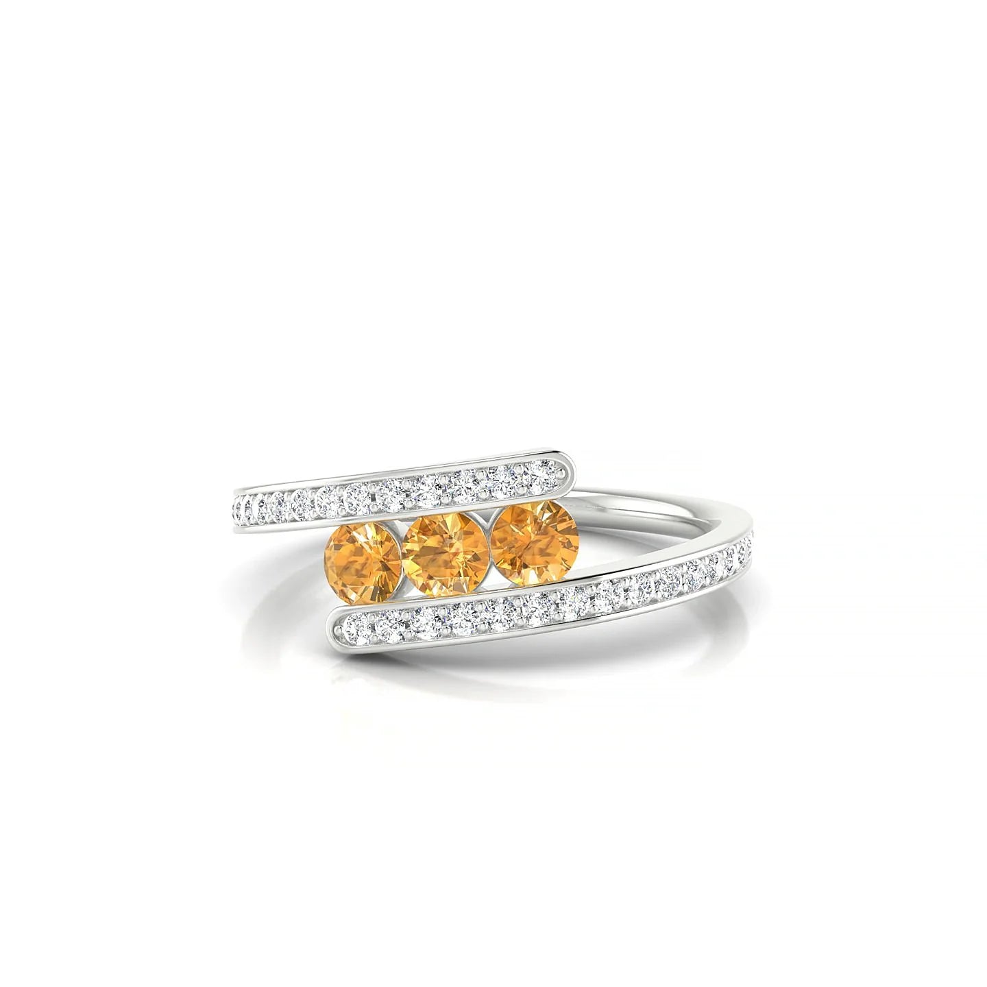 Drift | 18k White Gold 3 mm Round Citrine Ring