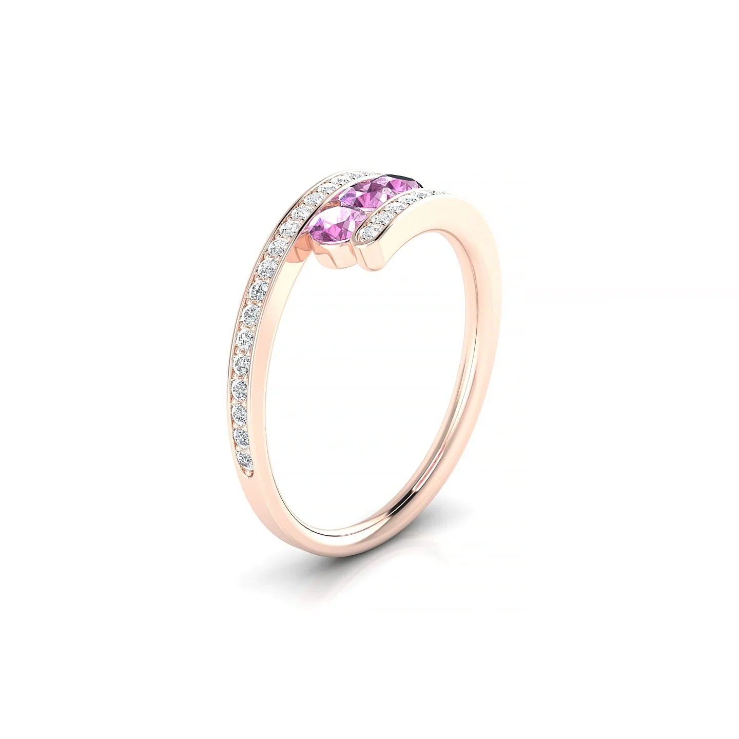 Drift | 18k Rose Gold 3 mm Round Pink Sapphire Ring
