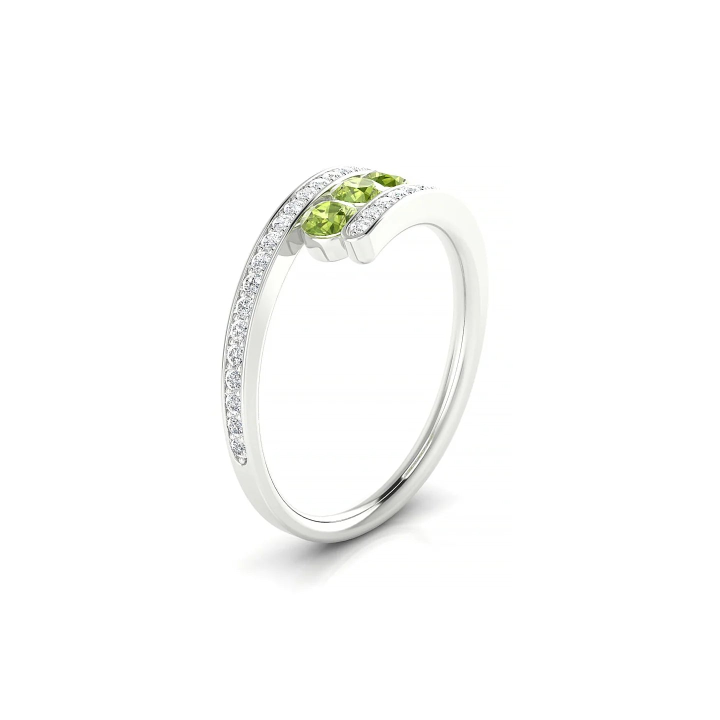 Drift | 18k White Gold 3 mm Round Peridot Ring