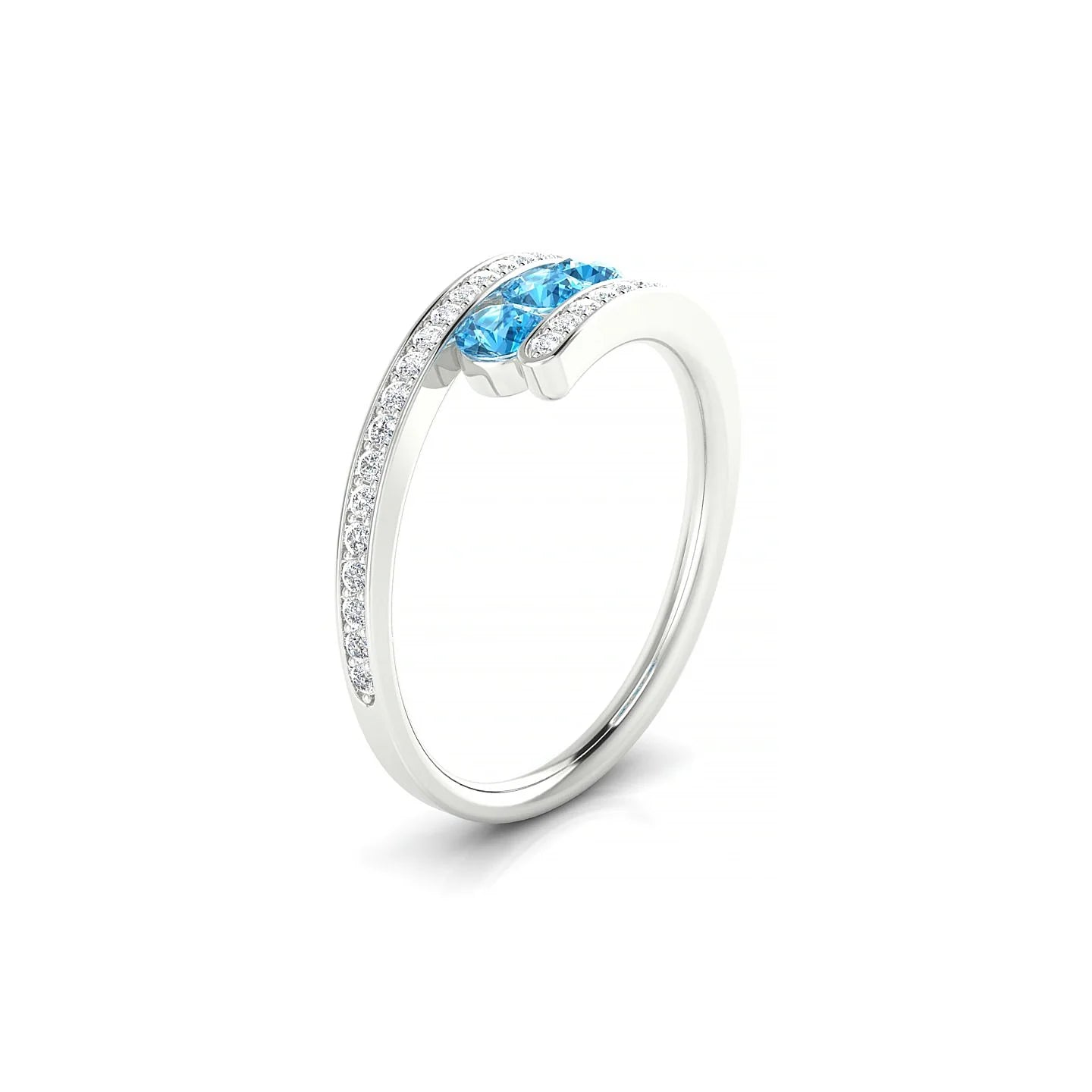 Drift | 18k White Gold 3 mm Round Topaz Ring
