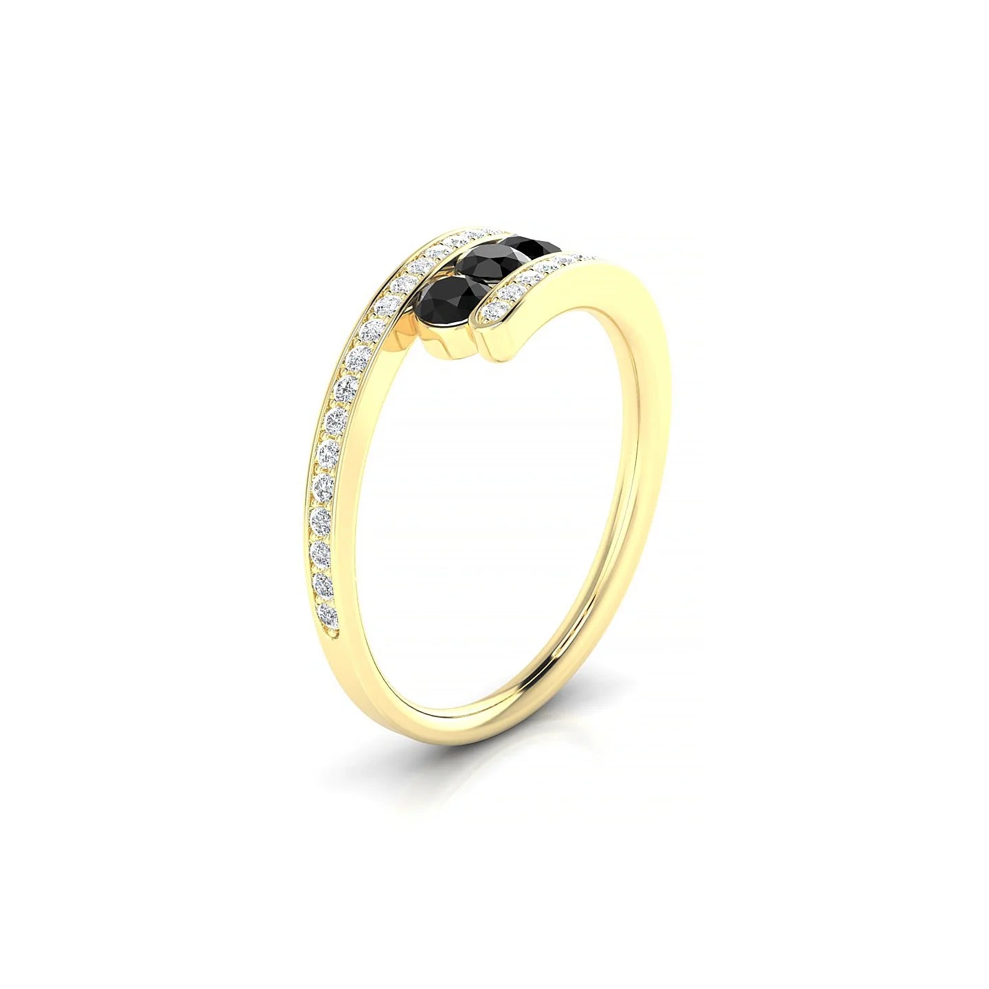 Drift | 18k Yellow Gold 3 mm Round Black Diamond Ring