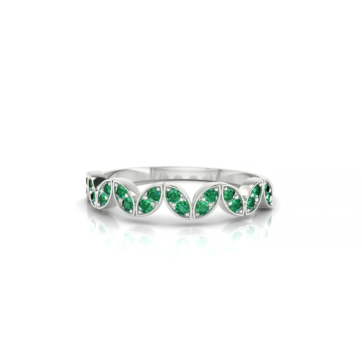 Echo | 18k White Gold 1.3 mm Round Emerald Ring
