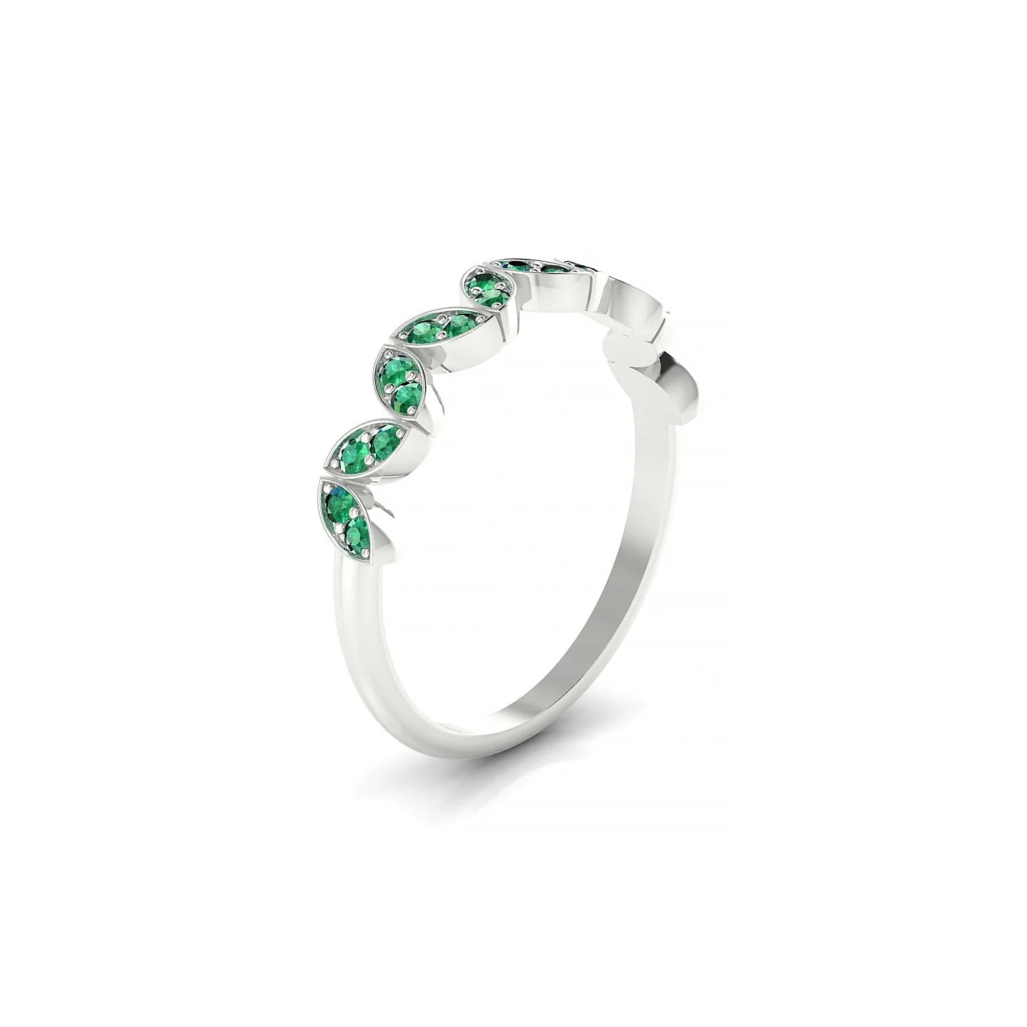 Echo | 18k White Gold 1.3 mm Round Emerald Ring