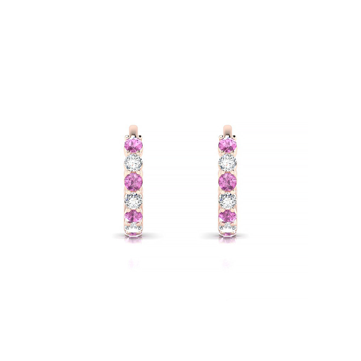 Eden | 18k Rose Gold 1.7 mm Round Pink Sapphire Hoop Earrings
