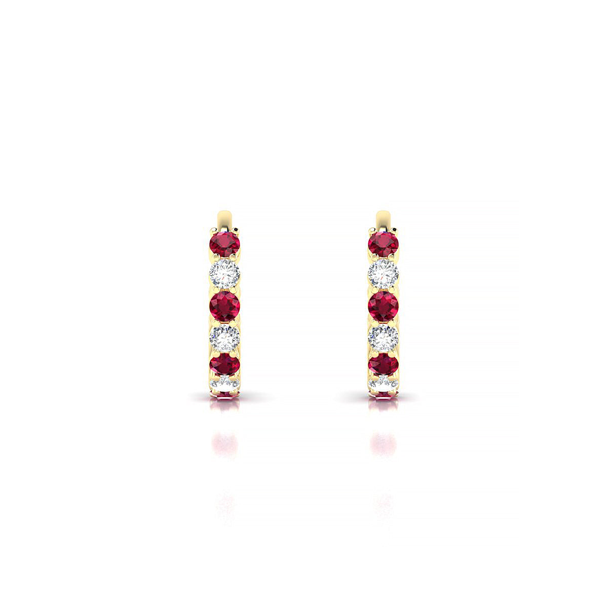 Eden | 18k Yellow Gold 1.7 mm Round Ruby Hoop Earrings