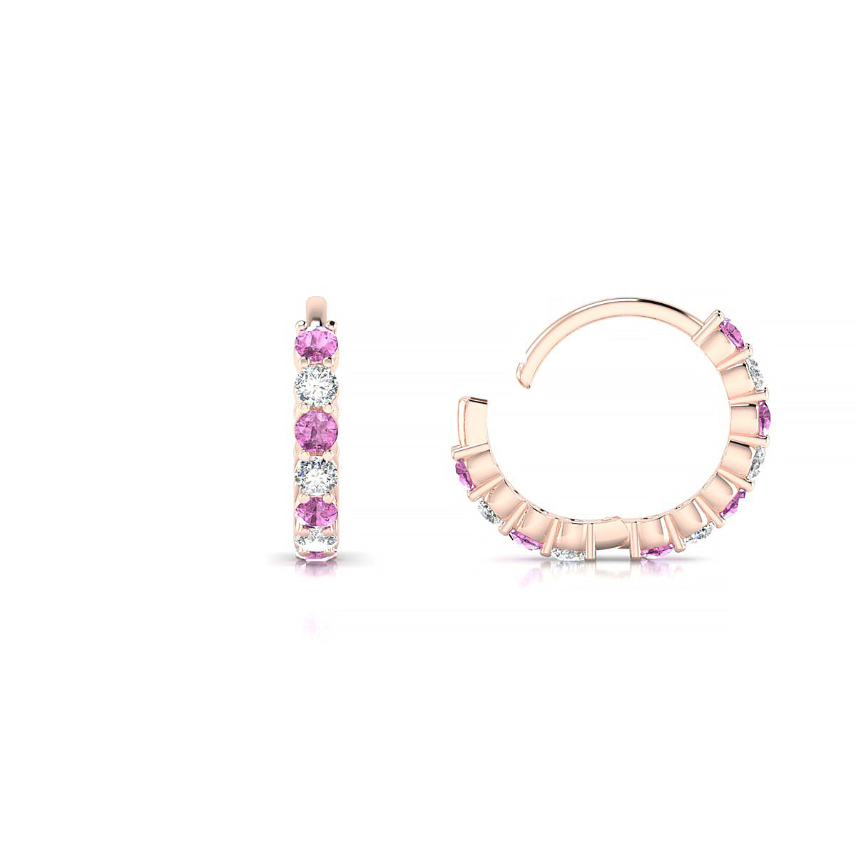 Eden | 18k Rose Gold 1.7 mm Round Pink Sapphire Hoop Earrings