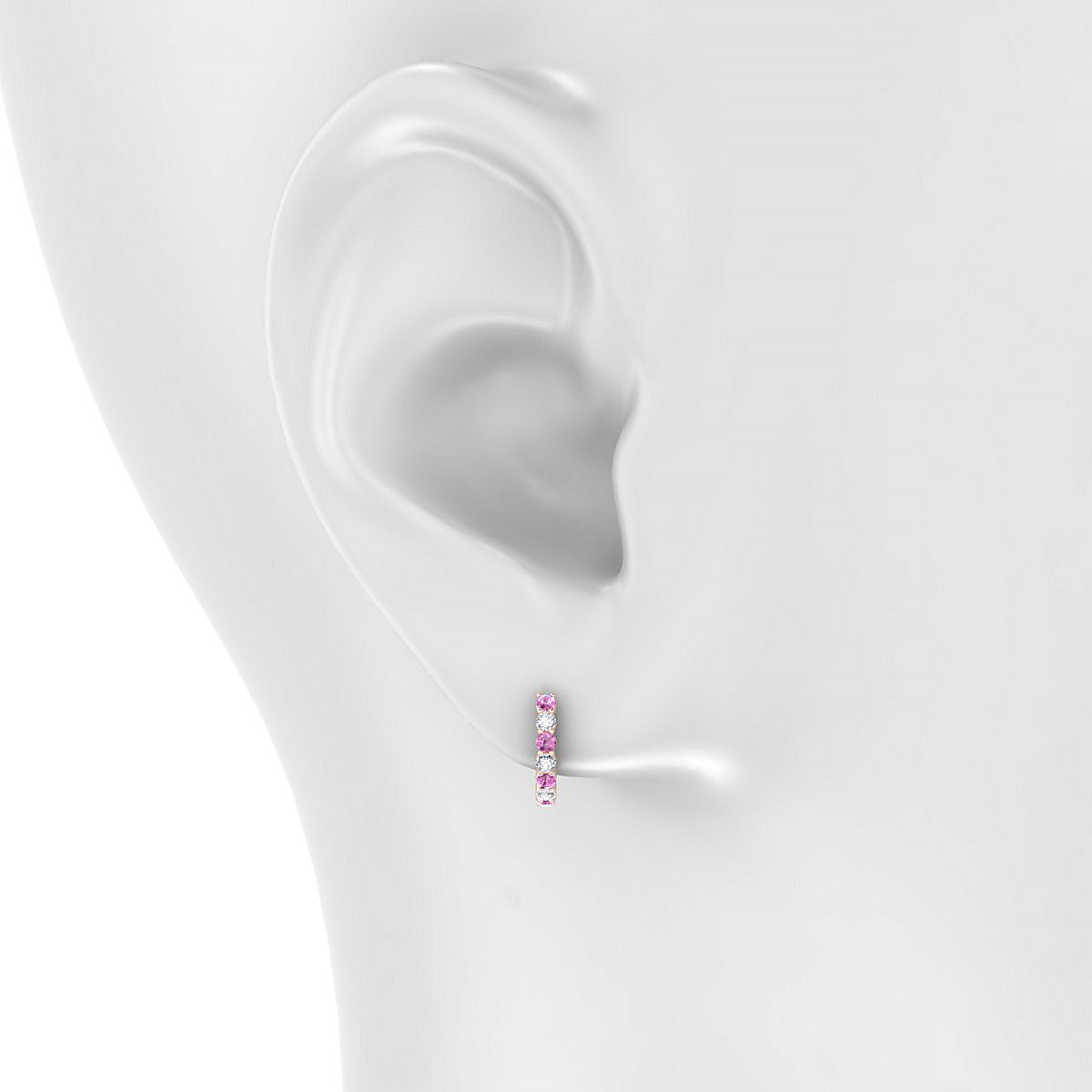 Eden | 18k Rose Gold 1.7 mm Round Pink Sapphire Hoop Earrings