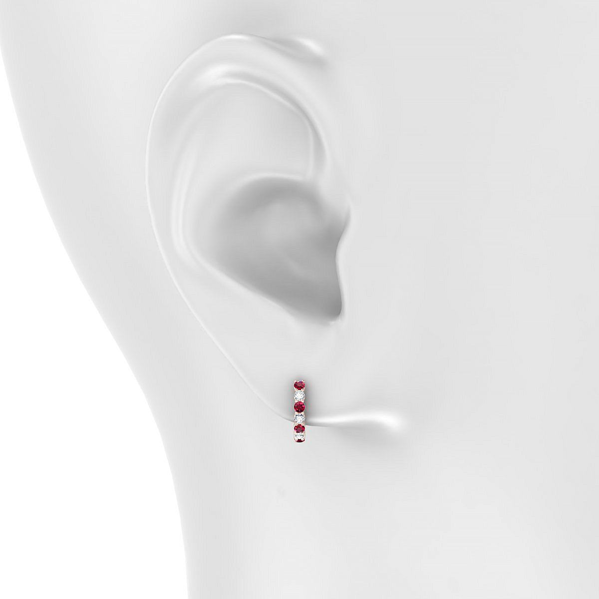 Eden | 18k Rose Gold 1.7 mm Round Ruby Hoop Earrings