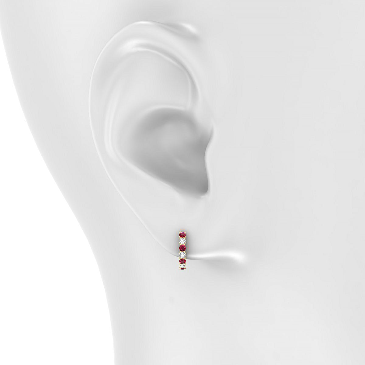 Eden | 18k Yellow Gold 1.7 mm Round Ruby Hoop Earrings
