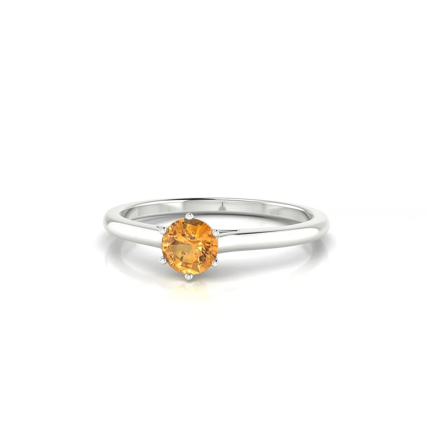 Ember | 18k White Gold 4.5 mm Round Citrine Ring