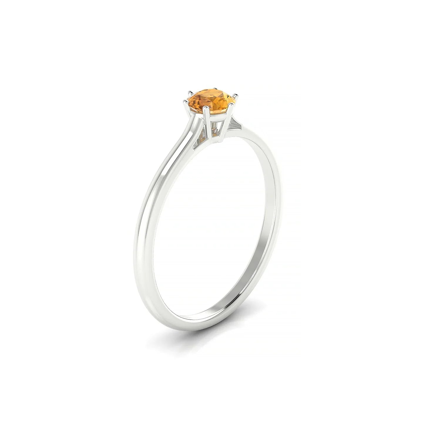 Ember | 18k White Gold 4.5 mm Round Citrine Ring