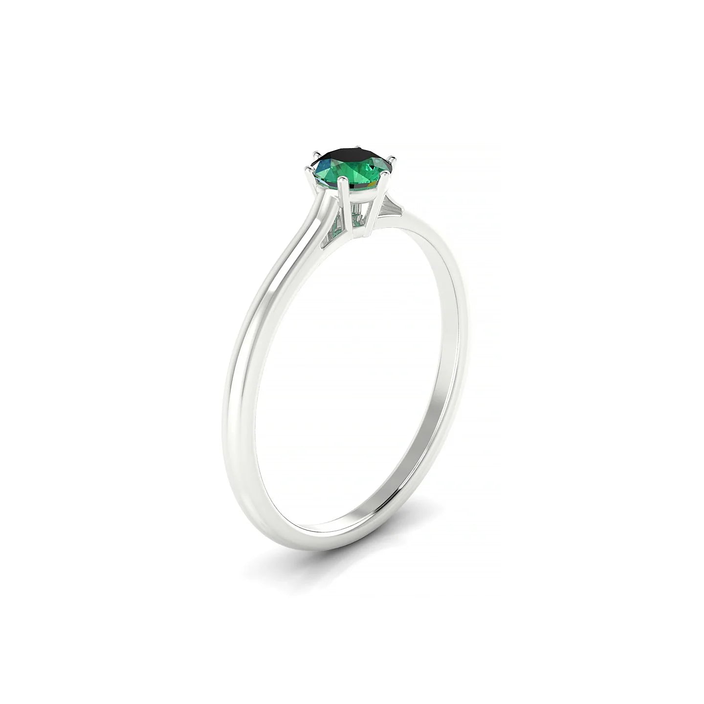 Ember | 18k White Gold 4.5 mm Round Emerald Ring