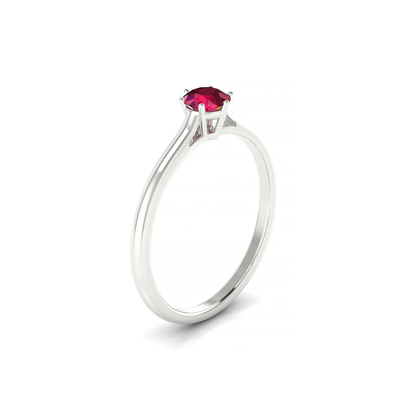 Ember | 18k White Gold 4.5 mm Round Ruby Ring
