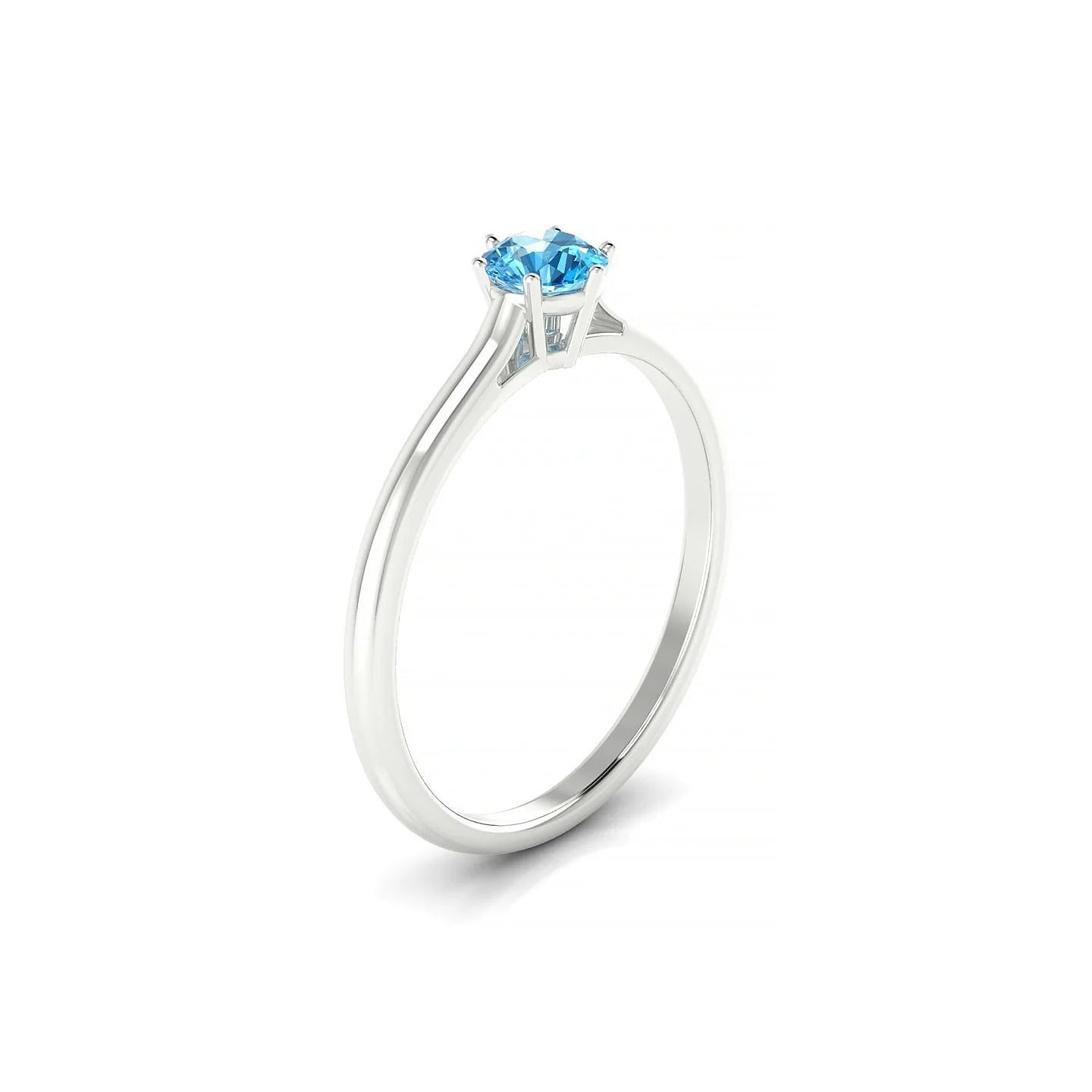 Ember | 18k White Gold 4.5 mm Round Topaz Ring