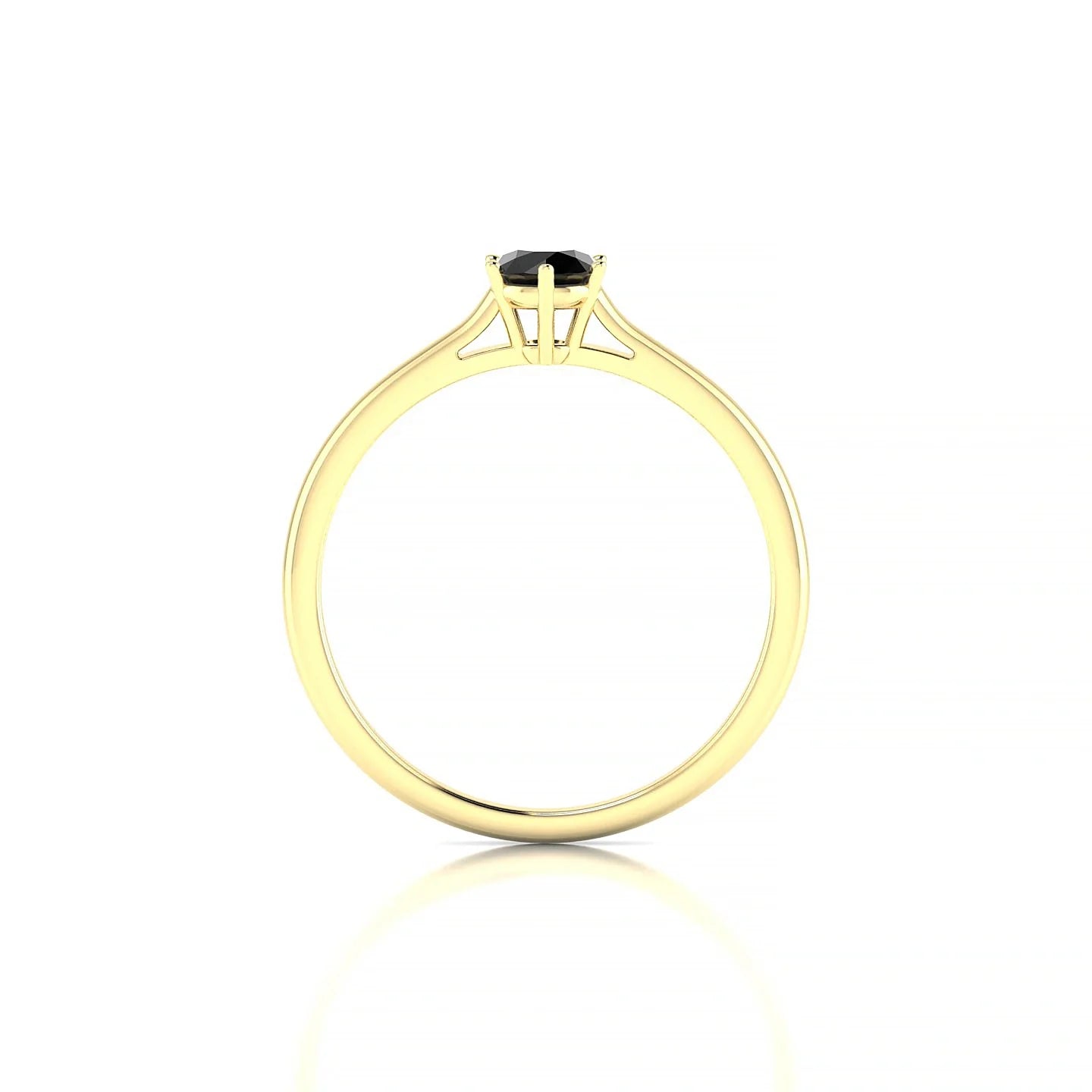 Ember | 18k Yellow Gold 4.5 mm Round Black Diamond Ring