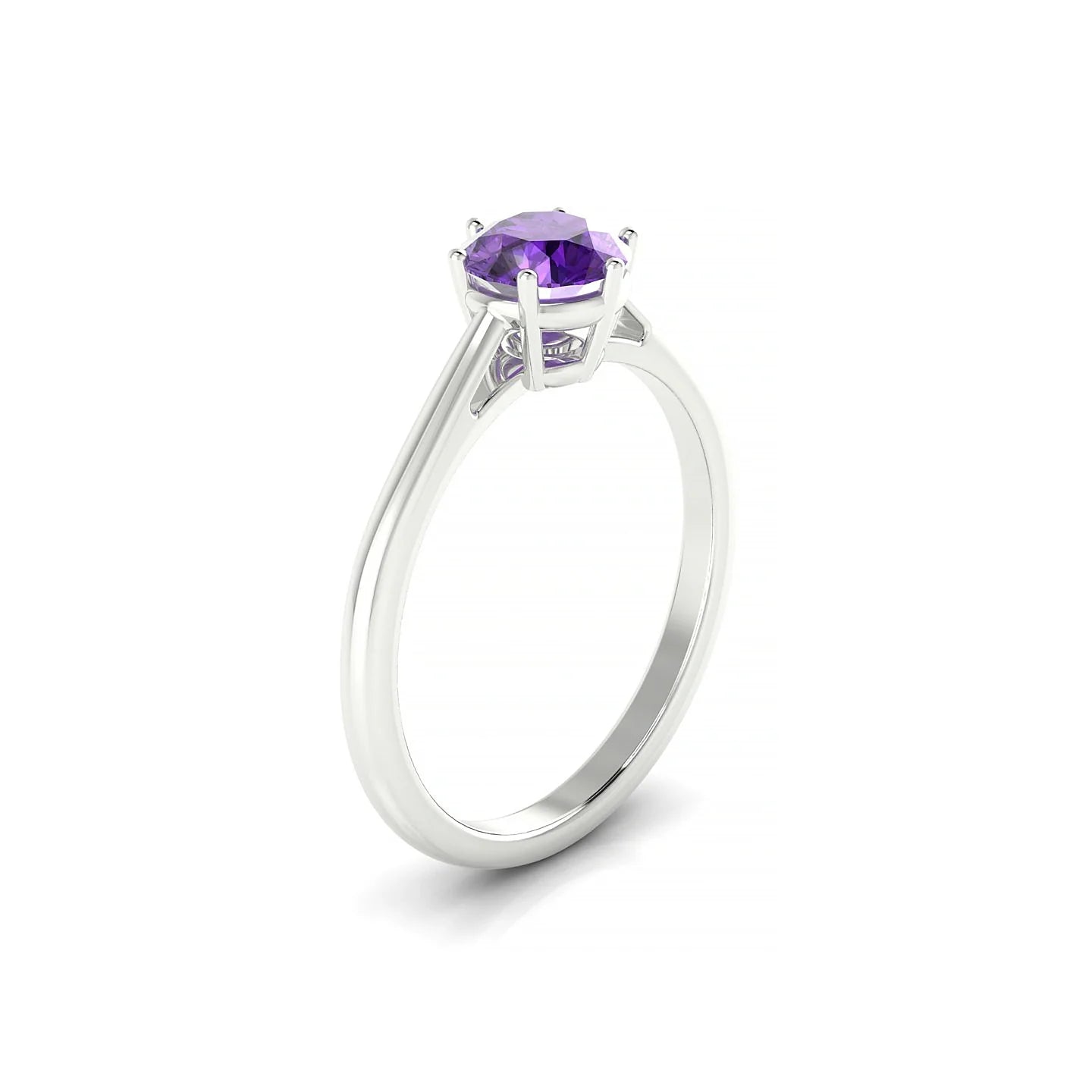 Ember | 18k White Gold 6 mm Round Amethyst Ring