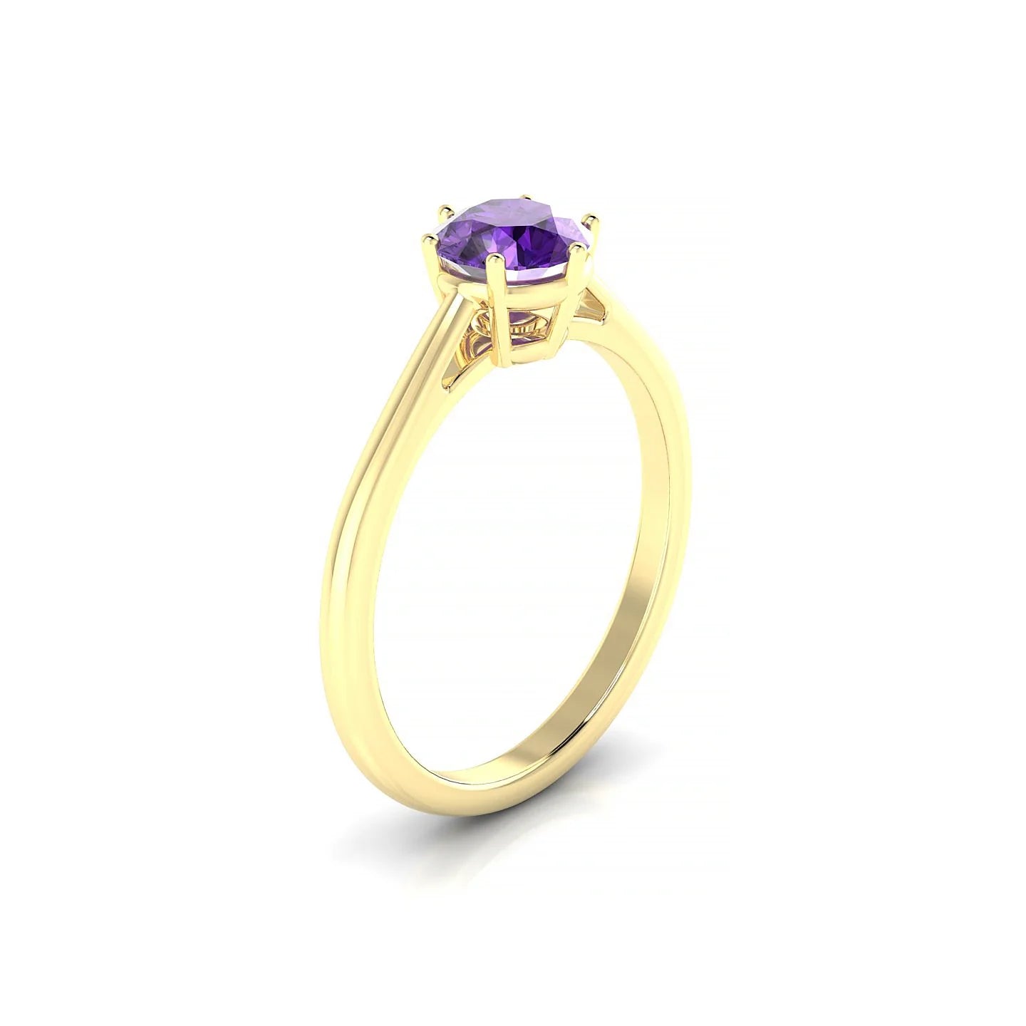 Ember | 18k Yellow Gold 6 mm Round Amethyst Ring
