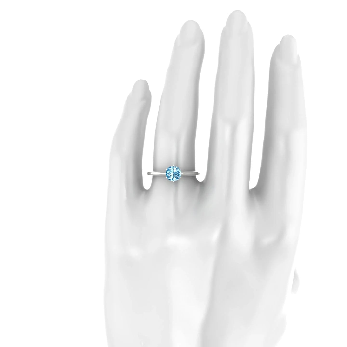 Ember | 18k White Gold 6 mm Round Topaz Ring