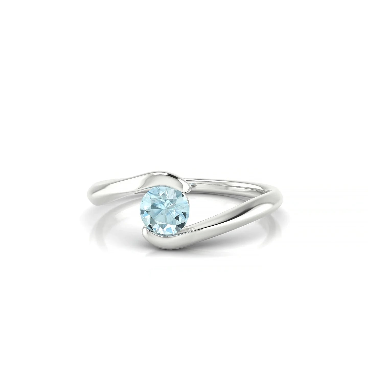 Embrace | 18k White Gold 4.5 mm Round Aquamarine Ring