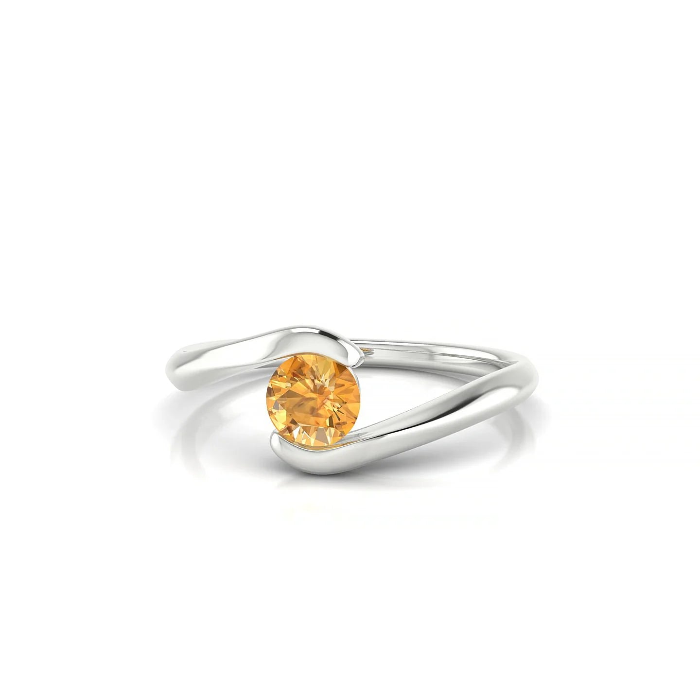 Embrace | 18k White Gold 4.5 mm Round Citrine Ring