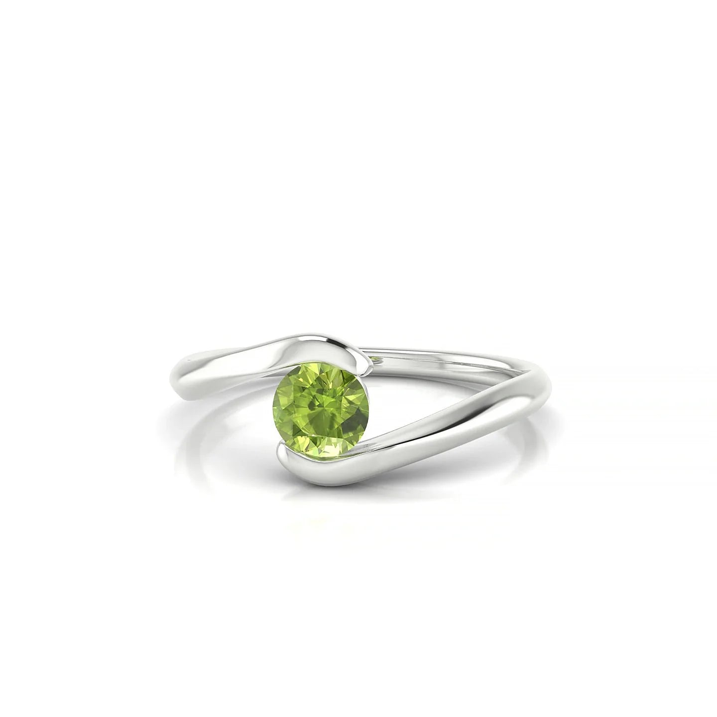 Embrace | 18k White Gold 4.5 mm Round Peridot Ring