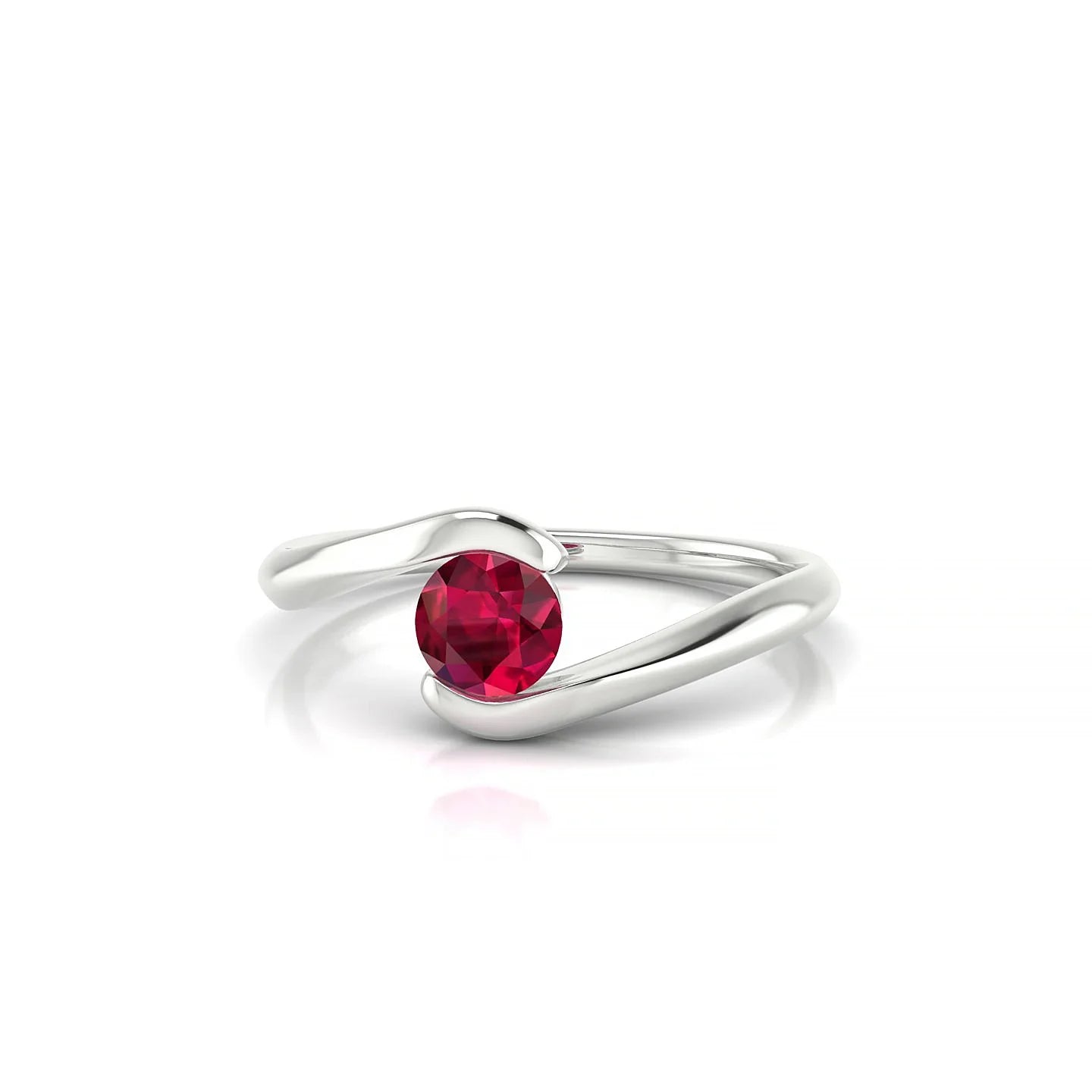 Embrace | 18k White Gold 4.5 mm Round Ruby Ring