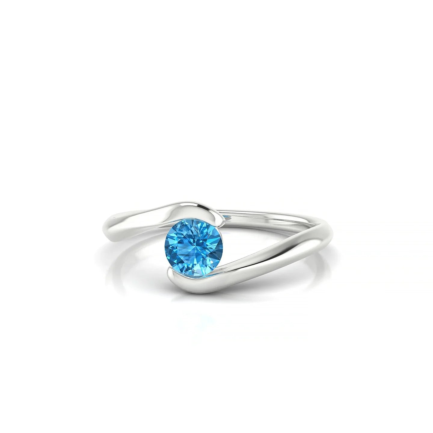 Embrace | 18k White Gold 4.5 mm Round Topaz Ring