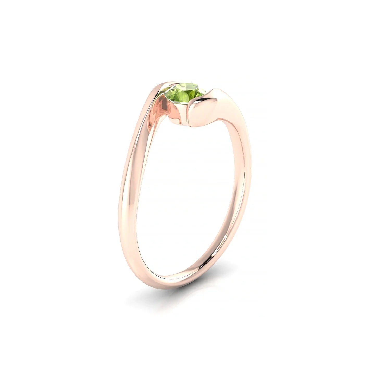 Embrace | 18k Rose Gold 4.5 mm Round Peridot Ring