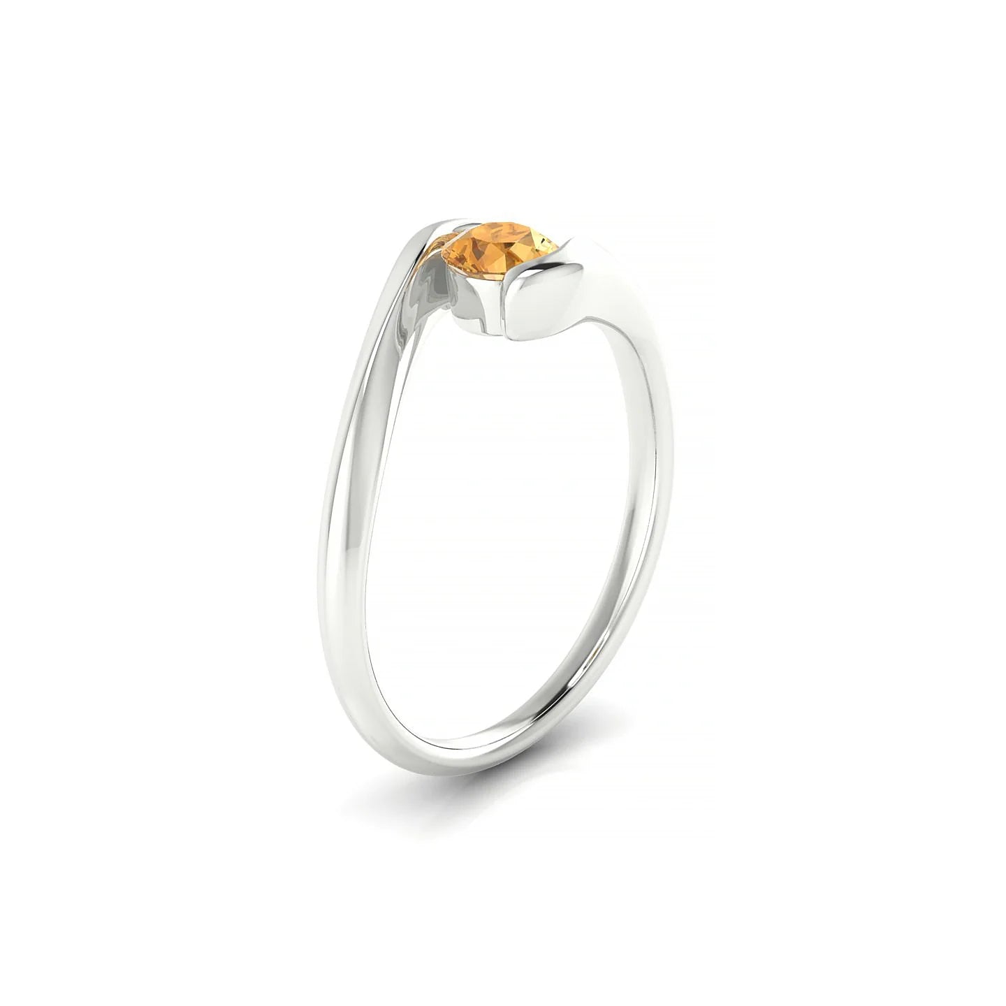 Embrace | 18k White Gold 4.5 mm Round Citrine Ring