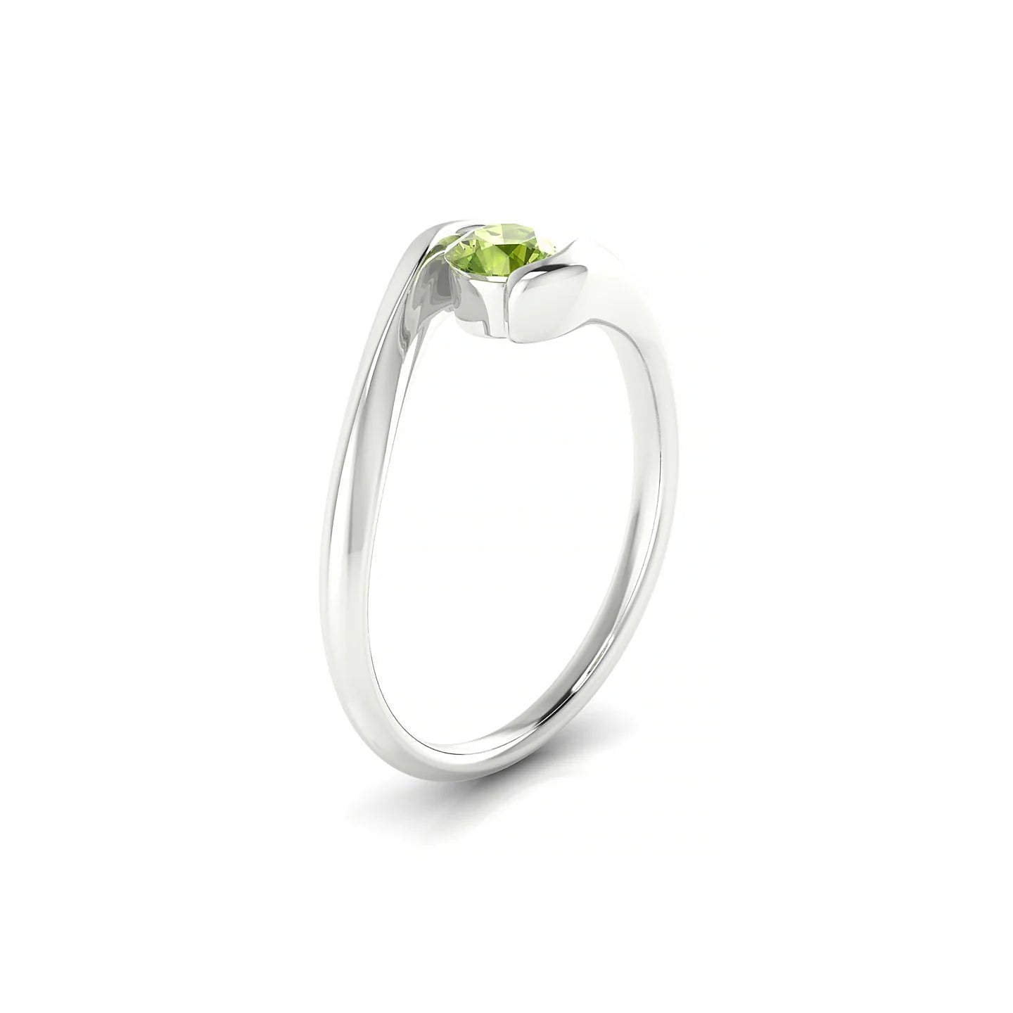 Embrace | 18k White Gold 4.5 mm Round Peridot Ring