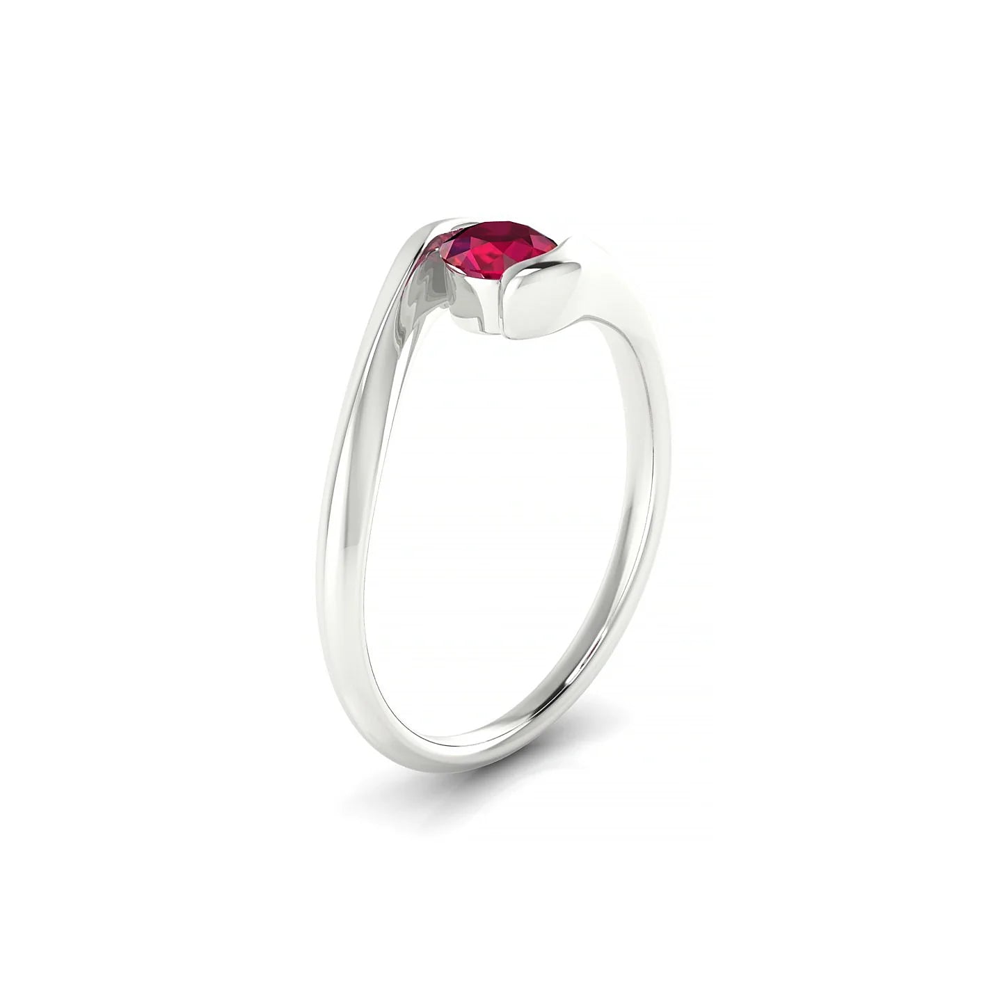Embrace | 18k White Gold 4.5 mm Round Ruby Ring