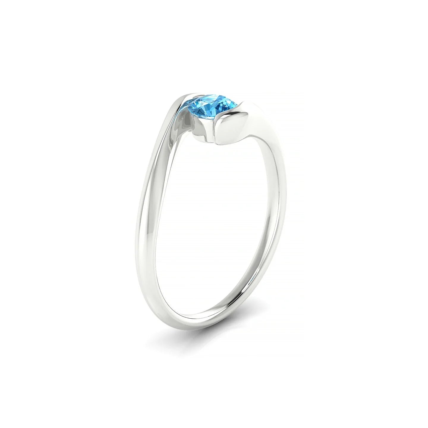 Embrace | 18k White Gold 4.5 mm Round Topaz Ring