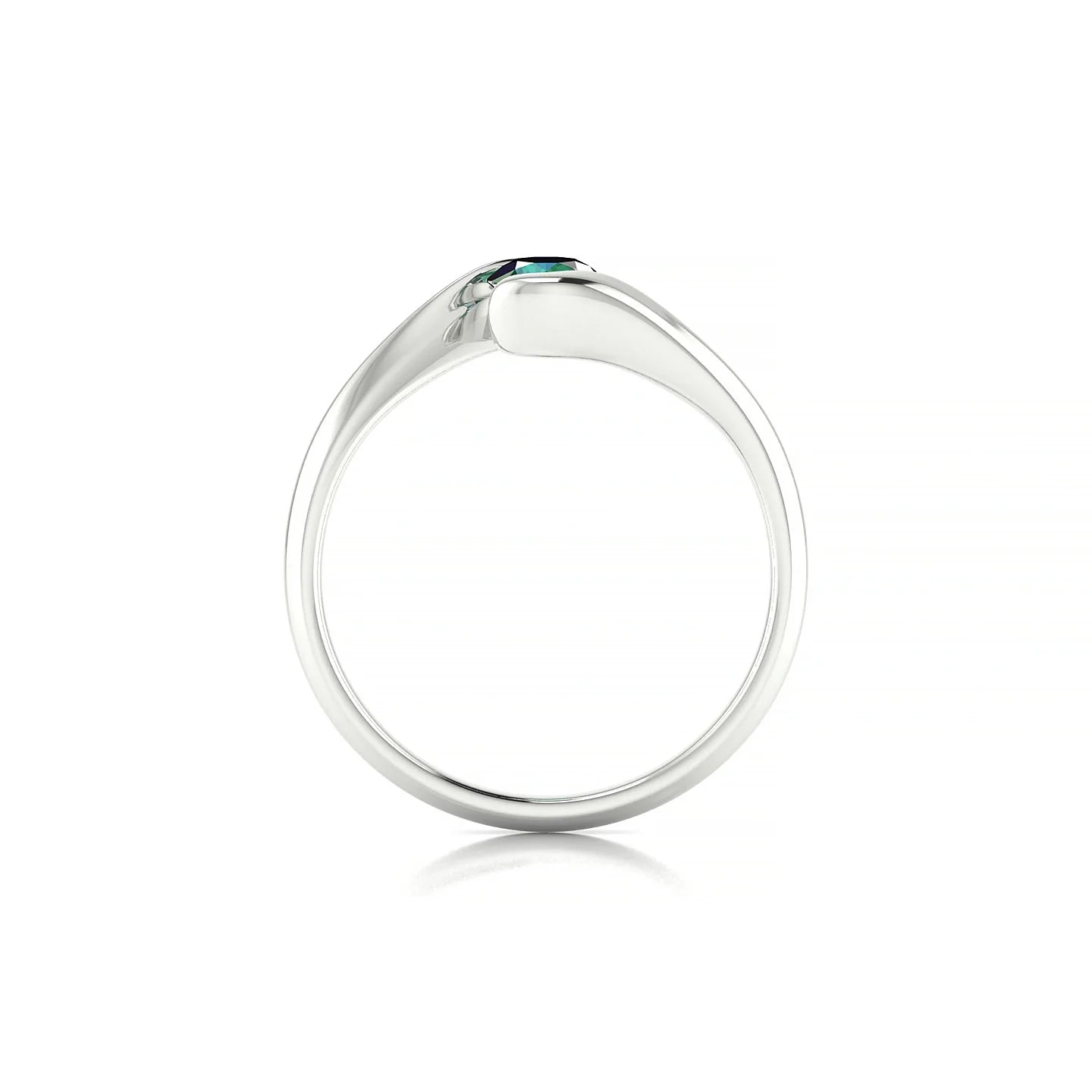 Embrace | 18k White Gold 4.5 mm Round Emerald Ring
