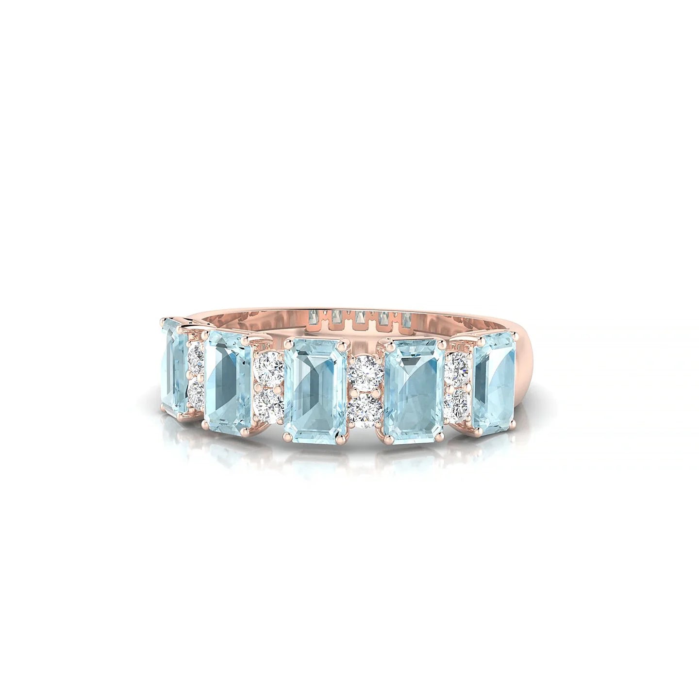 Eminence | 18k Rose Gold 5 x 3 mm Emerald Aquamarine Ring